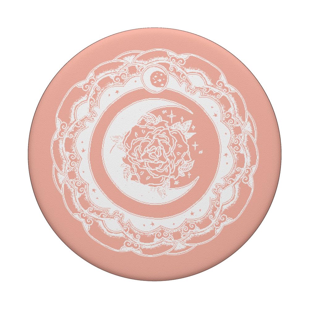 Moon Rose Mandala White Rose Sacred Geometry Zen Gift - Swappable PopGrip for Phone & Tablet - Perfect for Meditation, Yoga & Spiritual Decor
