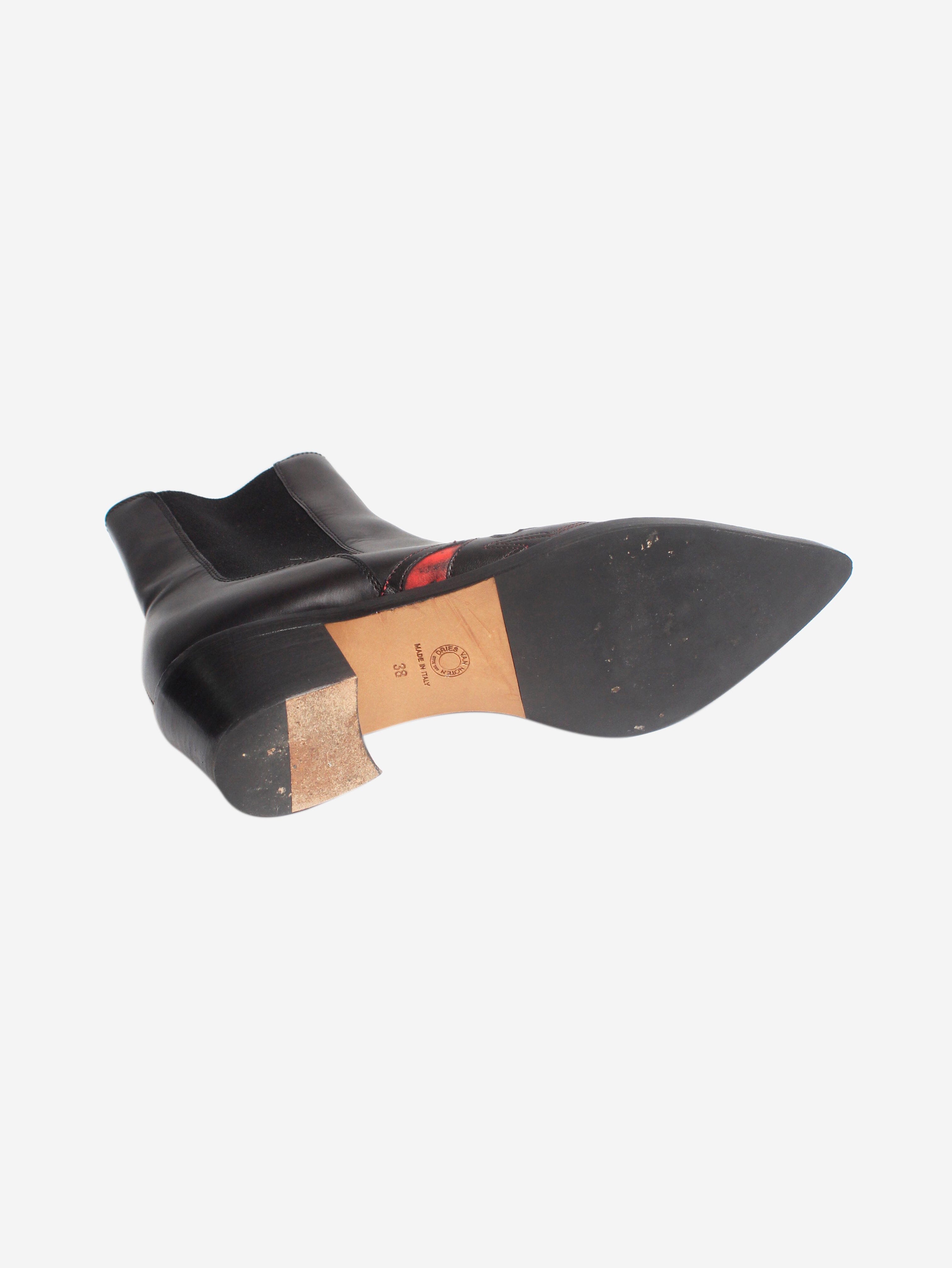 Black Western Chelsea Boots for Women - Size EU 38 (US 7.5) - Stylish Ankle Boots for Casual Outfits, Office Wear & Date Nights