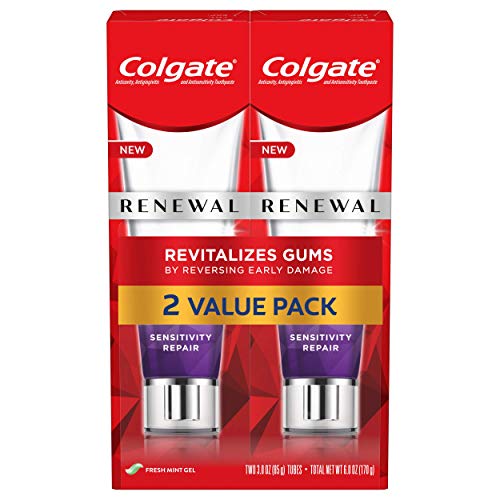 Colgate Renewal Gum Toothpaste for Gum Health & Sensitivity Relief, Fresh Mint Gel - 3 oz (2 Pack) | Gentle Dental Care for Sensitive Teeth & Gums, Daily Oral Hygiene Solution for Fresh Breath & Stronger Gums