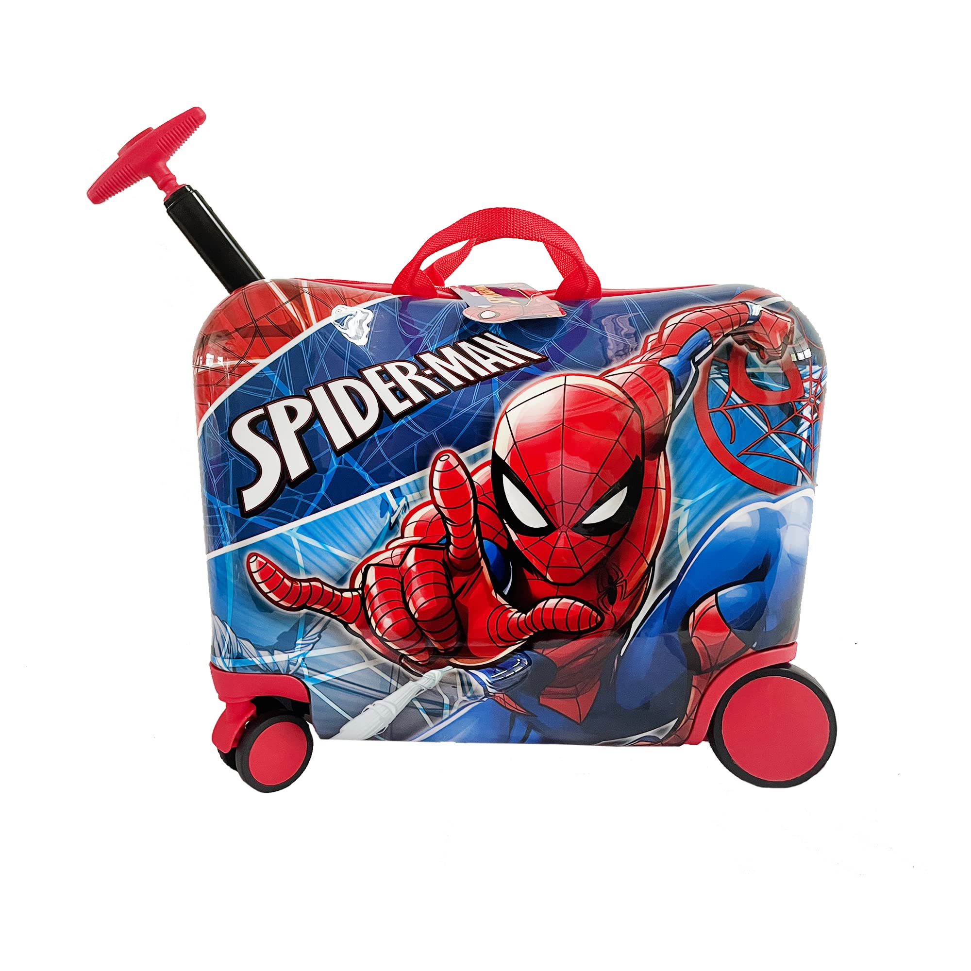 Spider-Man Kids Ride-On Suitcase - 18 Inch Lightweight Travel Luggage with Seat for Boys & Girls | Perfect for Airports, Theme Parks & Family Vacations
