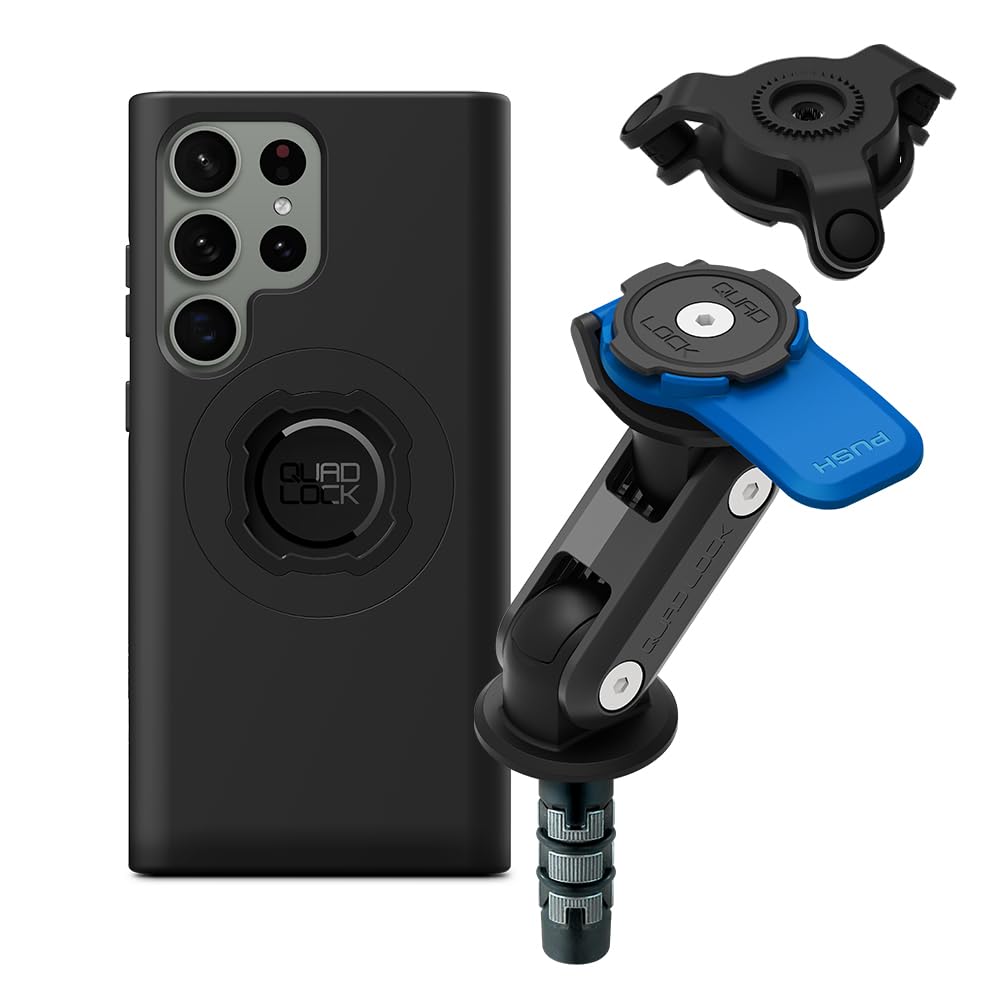 Quad Lock Motorcycle Fork Stem Phone Mount Kit - Vibration Dampener & Galaxy S23 Ultra MAG Case | Secure Phone Holder for Adventure Riding, Off-Road Biking & Daily Commutes