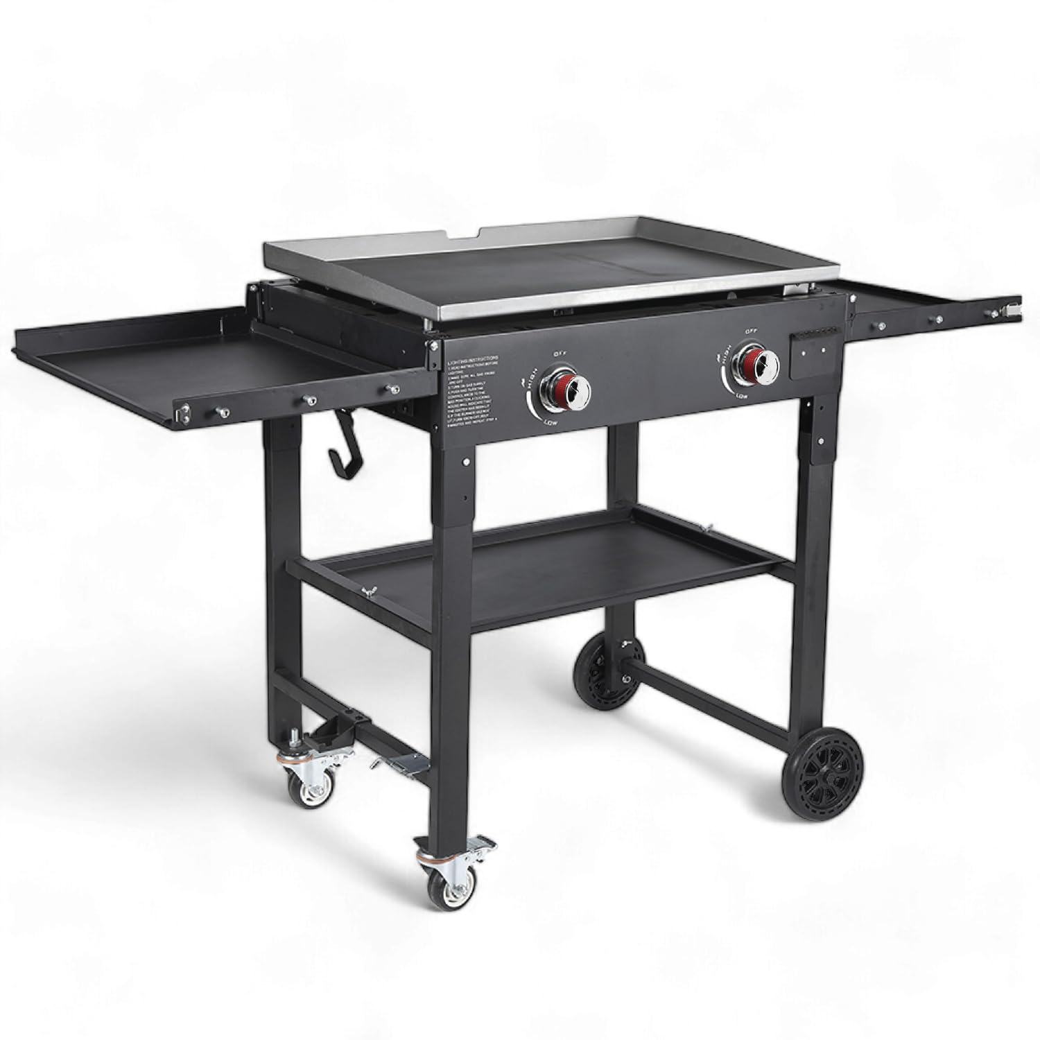 GasOne 28-Inch Foldable Propane Burner Grill with Flat Top Griddle - 2 Burner Outdoor Cooking Station with Pre-Seasoned Griddle & Side Shelves - Perfect for Backyard BBQs, Camping, and Tailgating Parties