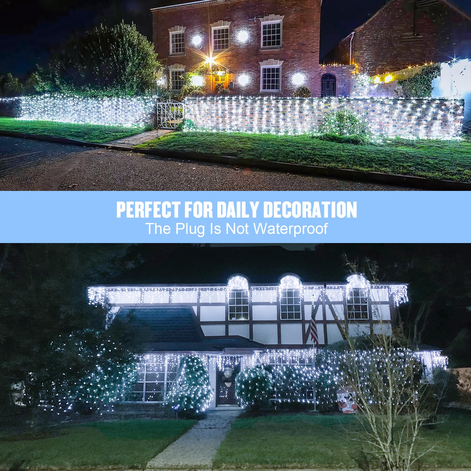 JMEXSUSS 360 LED Christmas Net Lights Outdoor - 12ft x 5ft Waterproof Mesh Lights for Bushes, Trees & Shrubs - 8 Lighting Modes with Connectable Design (Transparent Wire) - Perfect for Holiday Decorations, Garden Parties & Winter Landscaping