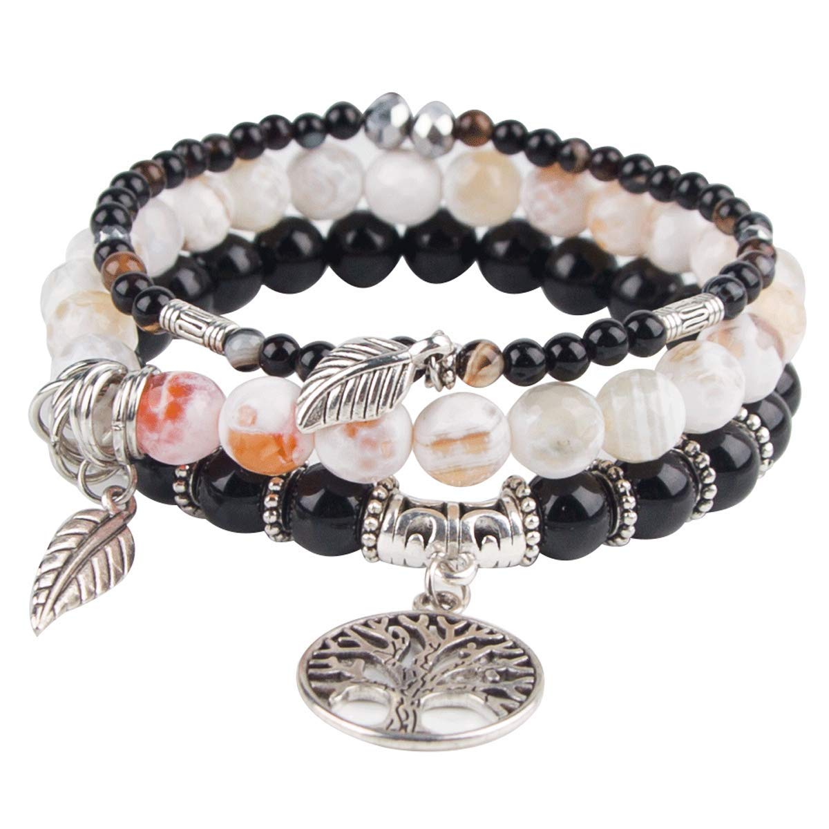 Healing Stone Crystal Beaded Bracelets for Women - Tree of Life Yoga Stretch Bracelet Set, Spiritual Jewelry Birthday Gifts for Her | Meditation, Yoga & Positive Energy Accessories