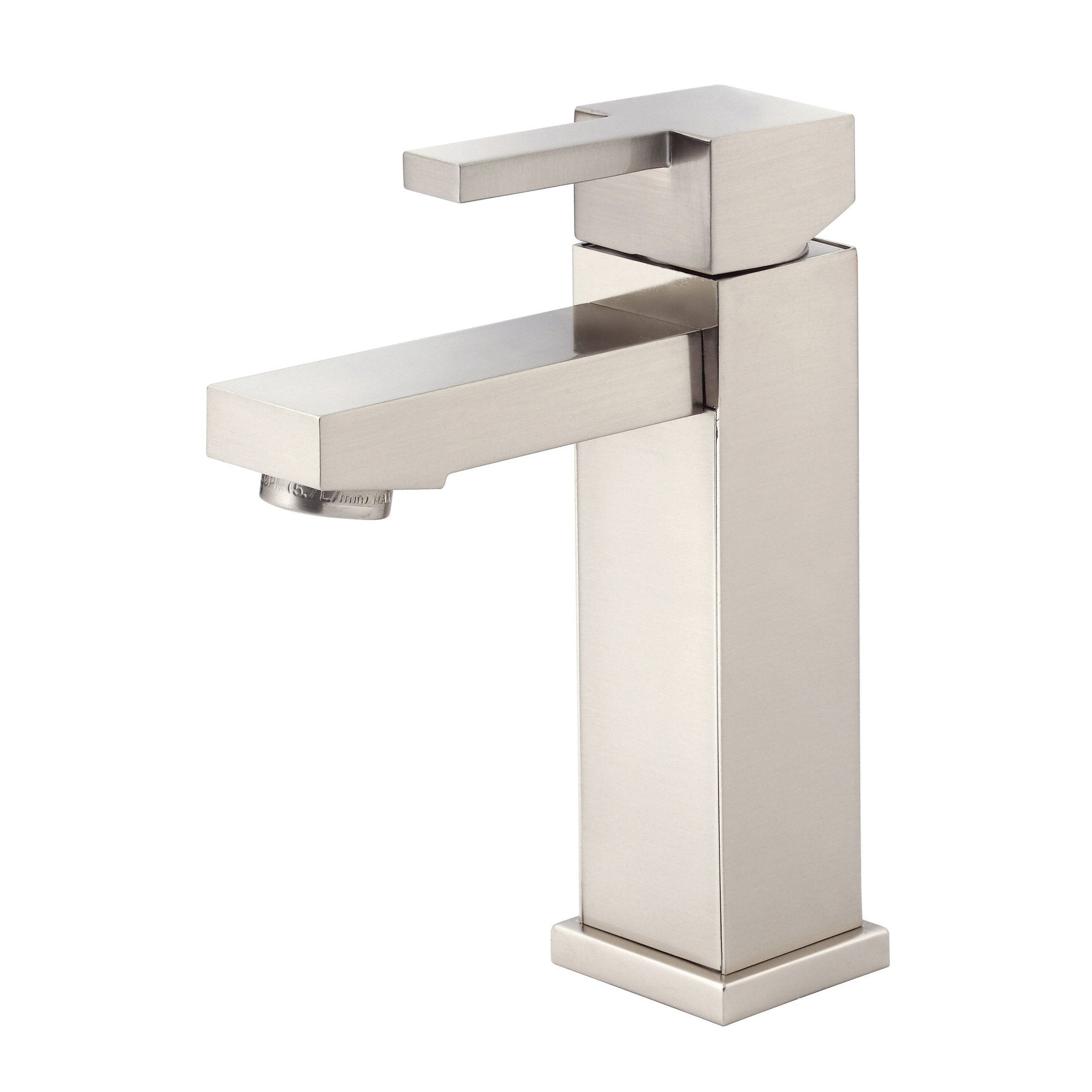 Danze Reef Brushed Nickel Single Handle Bathroom Sink Faucet with Drain - Modern Waterfall Spout for Bathroom Vanity, Powder Room & Guest Bath Installation