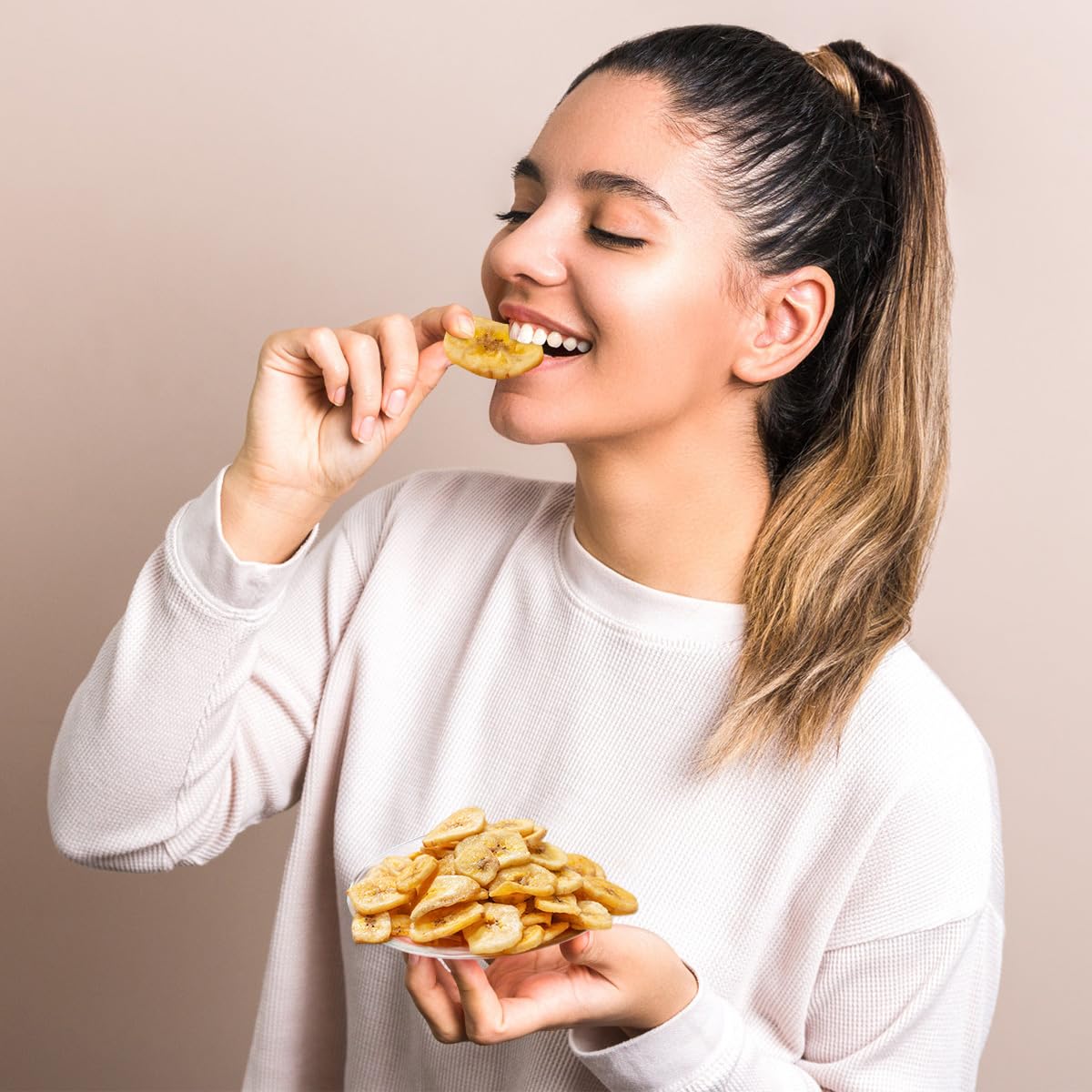 Sweetened Banana Chips - Healthy Snack Option - 1 Pound - Crunchy Natural Banana Slices - Perfect for On-the-Go, Office Snacks & Healthy Lifestyle - Gluten-Free Vegan Treat - Great for Hiking, Travel & Kids Lunch Boxes