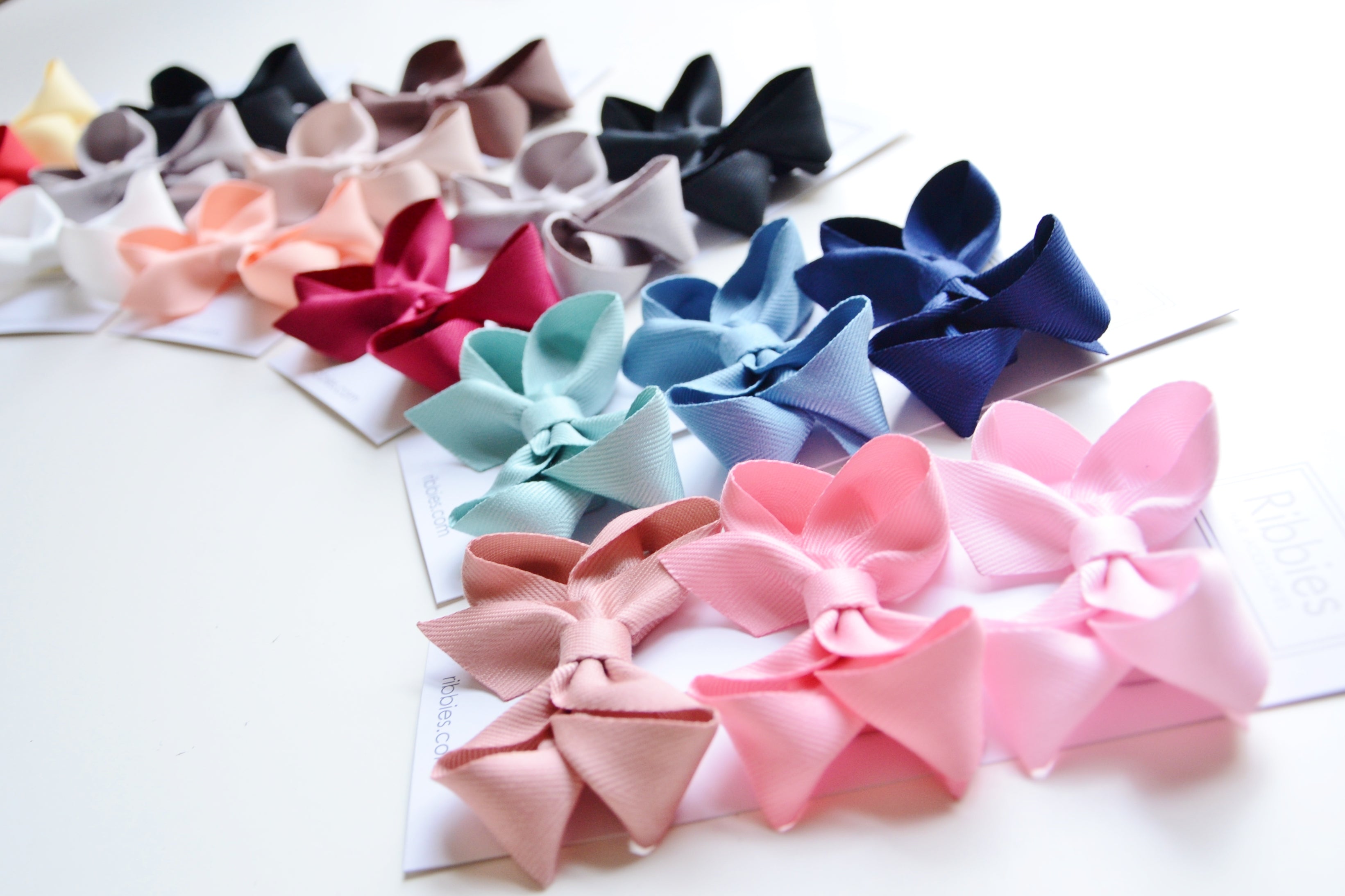 Medium Looped Hair Bows for Girls - Set of 3 (Navy, French Blue & Aqua) - Perfect for School, Parties & Everyday Wear