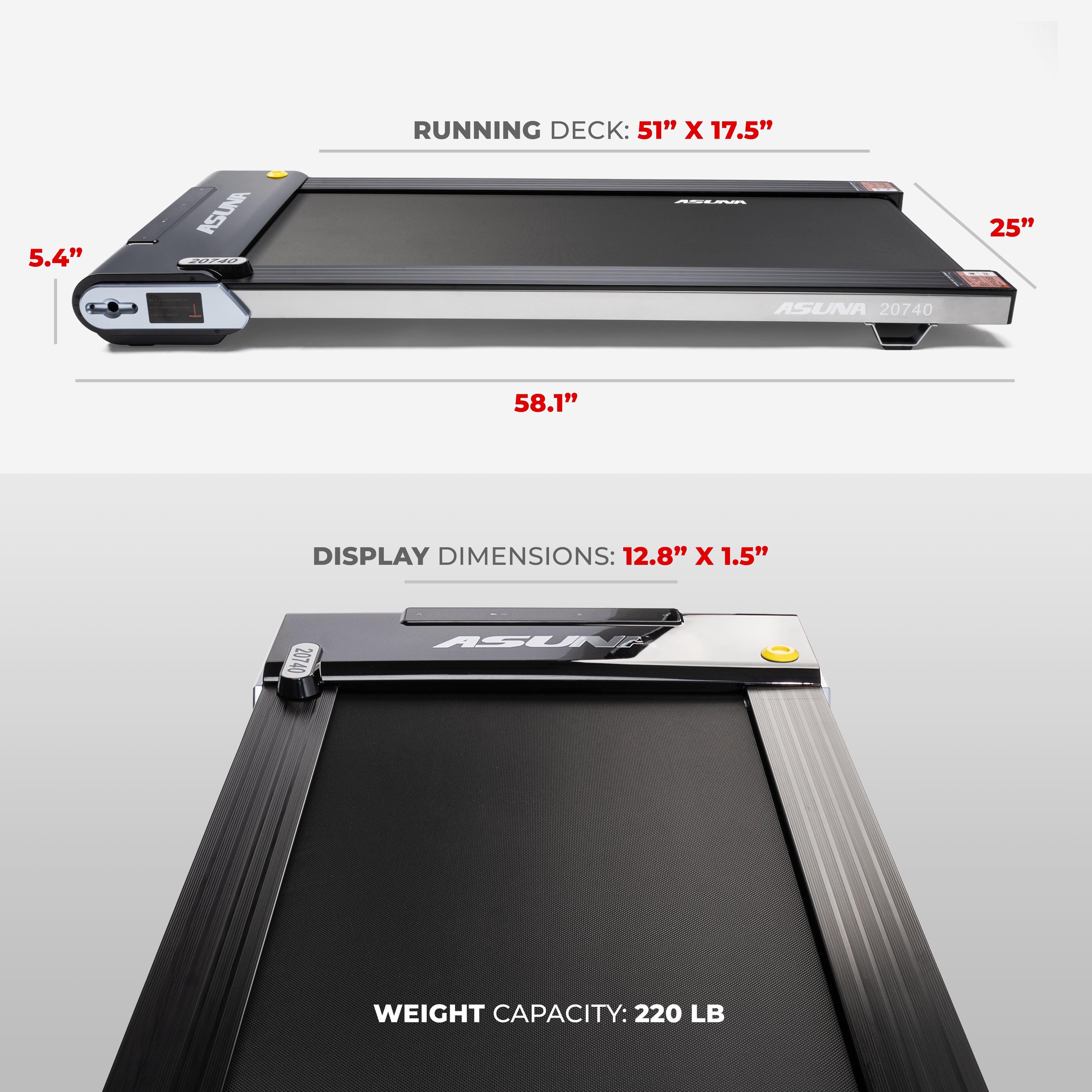 TreadPad® Slim Under Desk Treadmill - Compact Walking Machine for Home & Office Use, Quiet Electric Treadmill for Work from Home Fitness, Space-Saving Exercise Equipment for Small Spaces