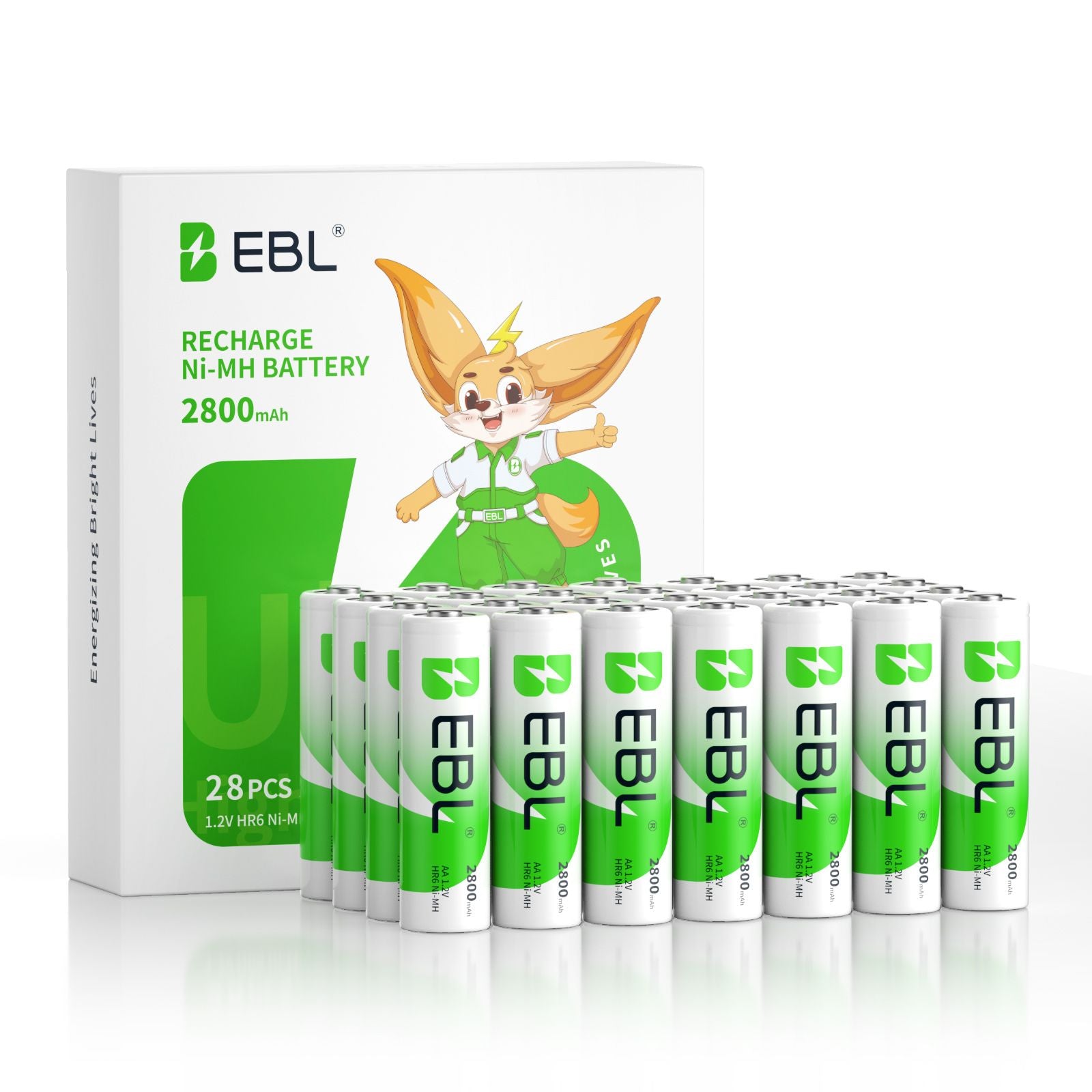 EBL 28 Pack AA NiMH Rechargeable Batteries 2800mAh High Capacity - Perfect for Digital Cameras, Game Controllers, Flashlights & More