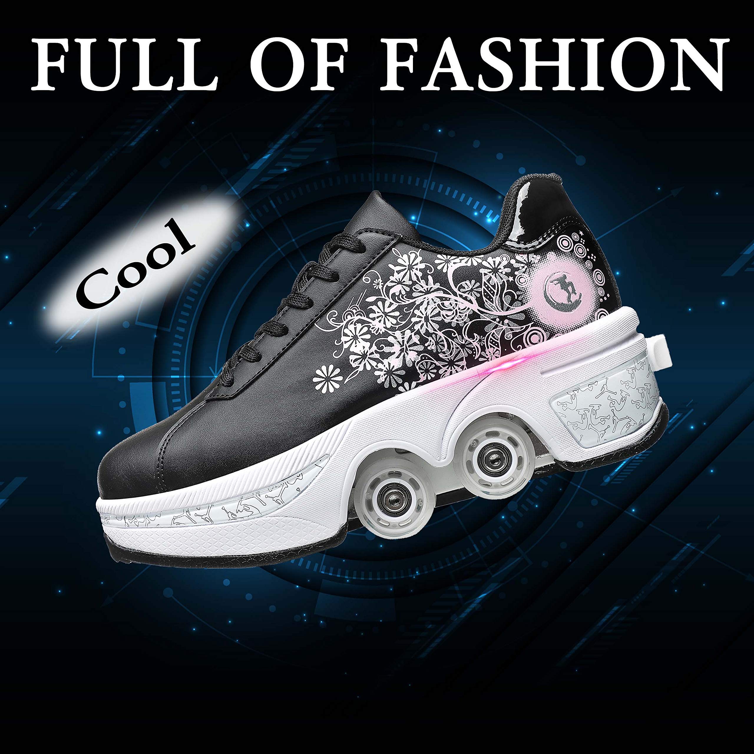 Women's Adjustable 4-Wheel Retractable Roller Skates - Multi-Function Double Row Outdoor Sports Shoes for Walking, Jogging & Fitness | Perfect for Park Trails, Skate Rinks & Urban Commuting