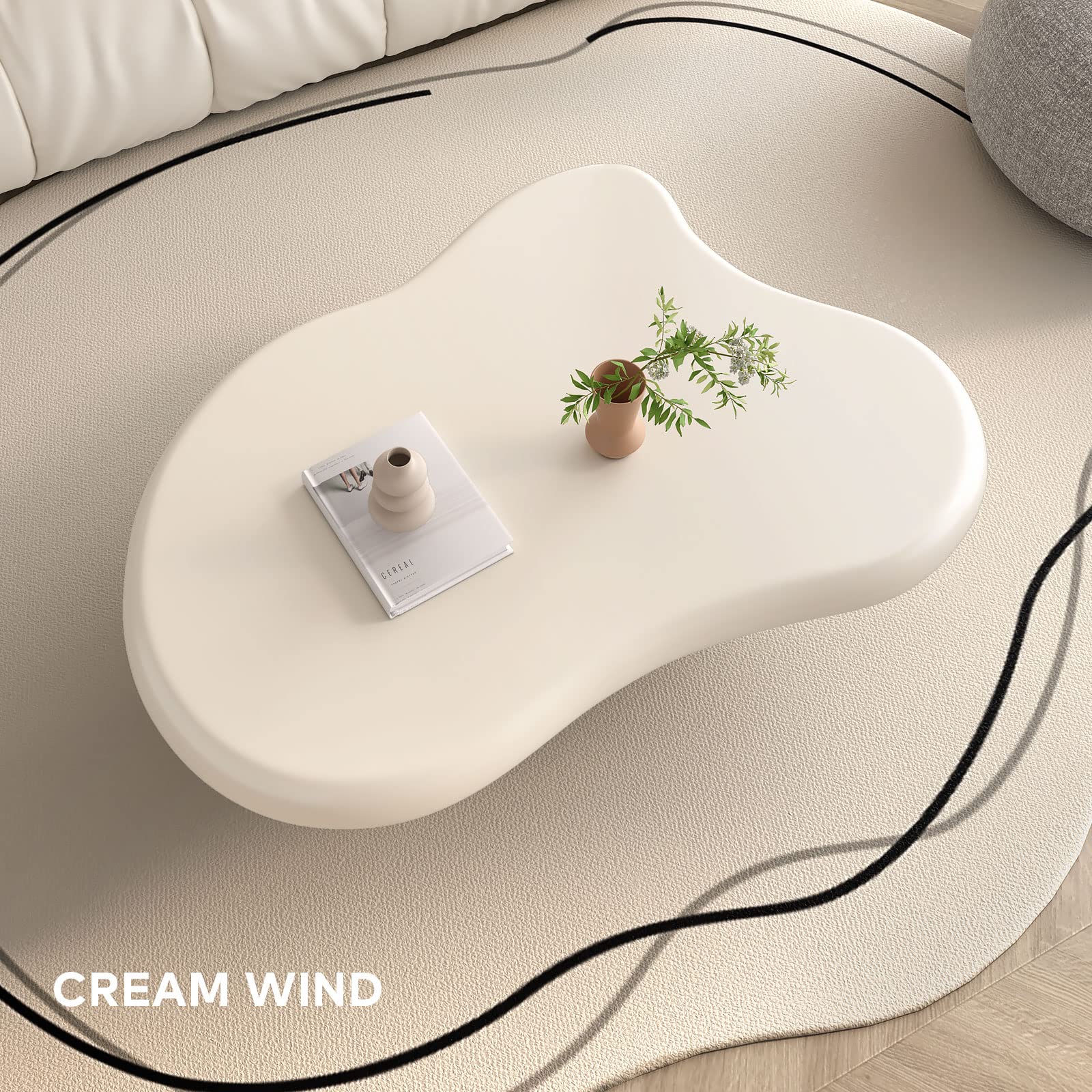 Modern White Cloud Coffee Table - Irregular Free Shape with 4 Legs, 41.02