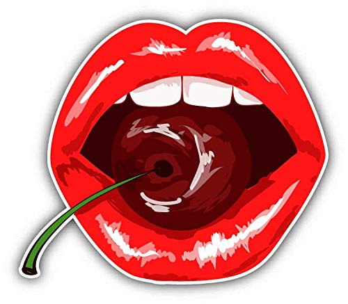 Waterproof Cherry Love Lips Vinyl Decal Sticker for Women - 5 Inch Car Bumper Sticker - Perfect for Cars, Laptops, Windows & DIY Decor
