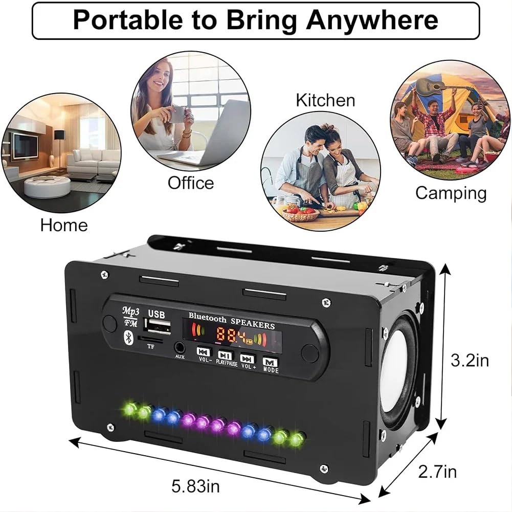DIY Bluetooth Speaker Kit with LED, FM Radio, USB & Digital Display - Soldering Practice Project for Home & Office Use | Perfect for STEM Learning & DIY Enthusiasts