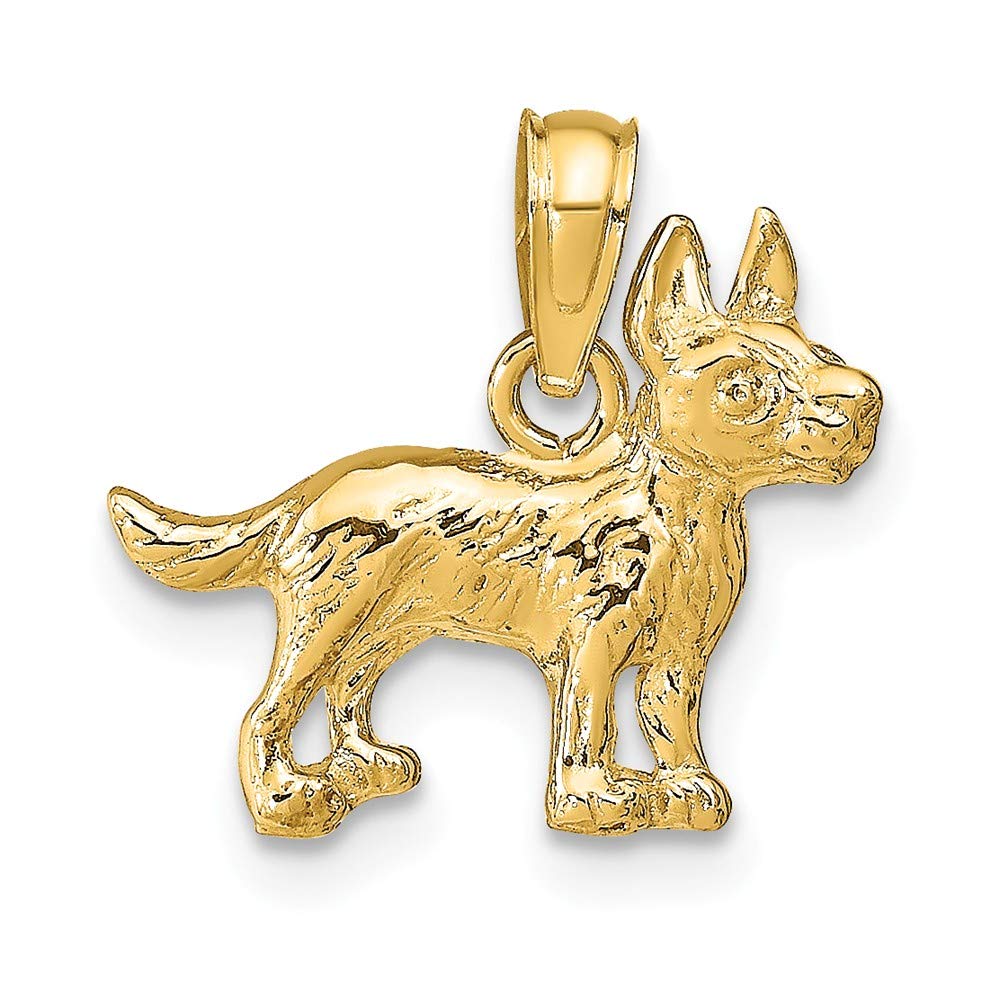 14K Yellow Gold Terrier Dog Pendant Charm - 15mm x 16mm Handmade Jewelry for Dog Lovers, Perfect Gift for Pet Owners, Birthday & Anniversary