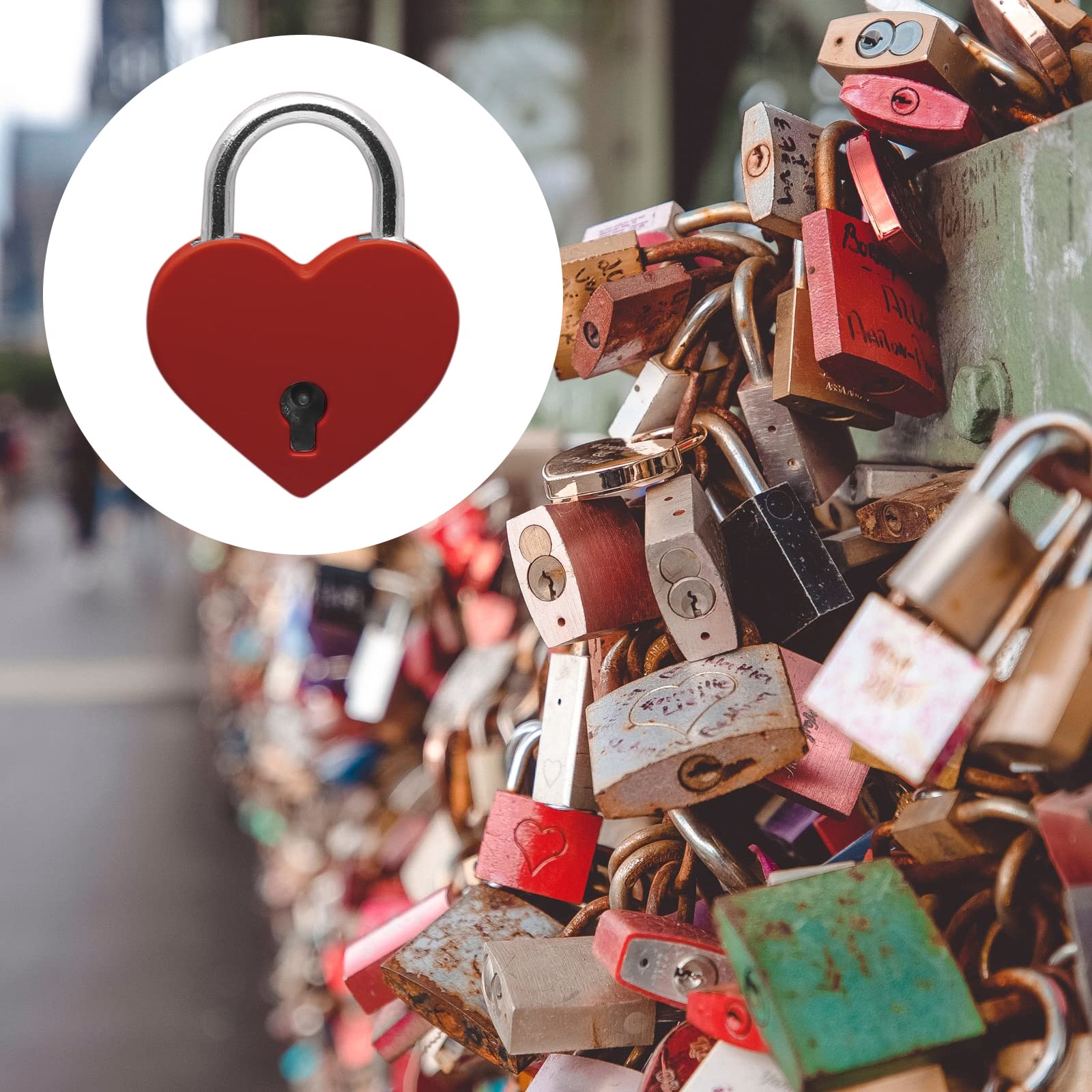 4 Pcs Red Heart-Shaped Padlocks with 2 Keys - Mini Luggage Locks for Suitcases, Backpacks & Travel Bags - Cute Security Locks for Valentine's Gifts, Couples & Romantic Getaways