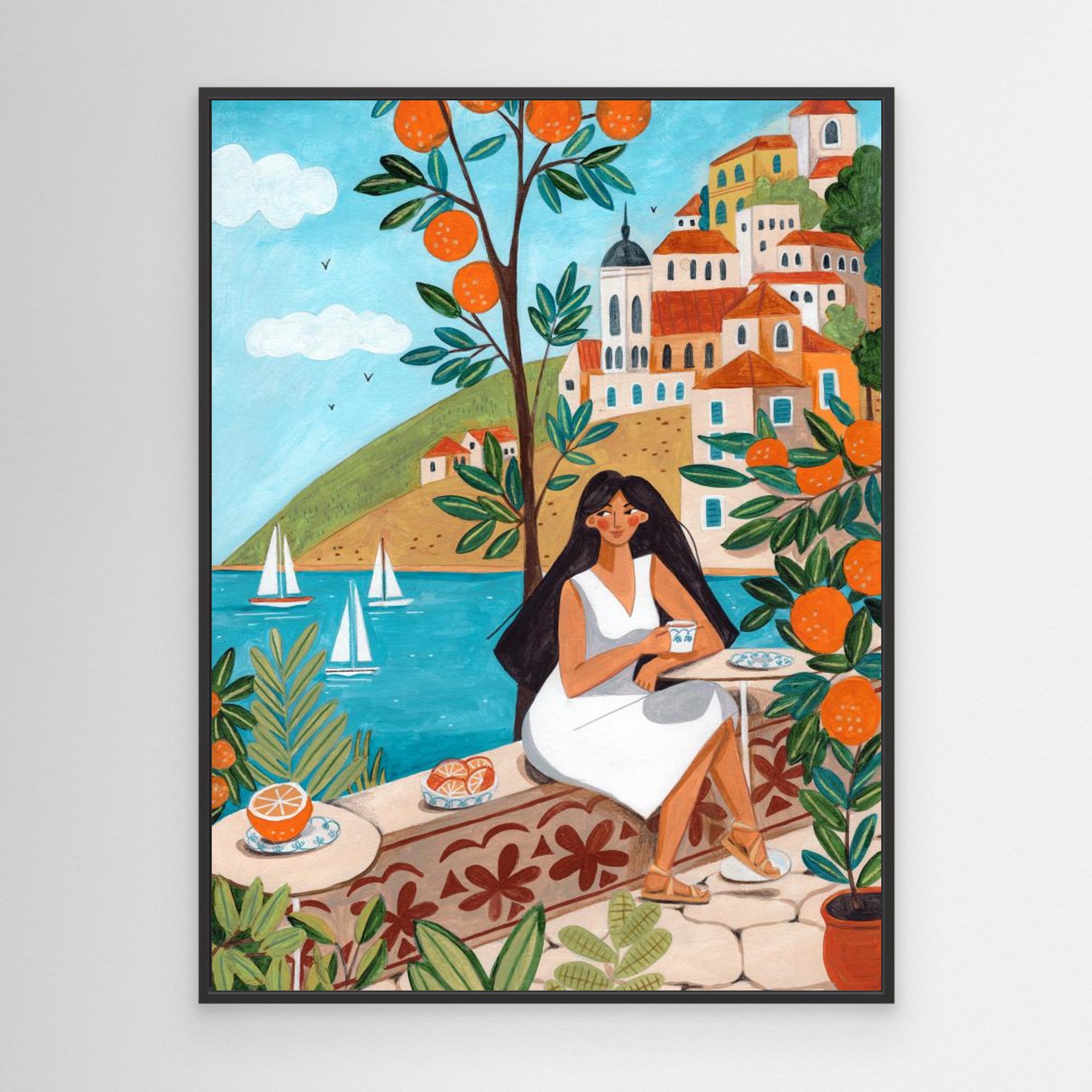 Caroline Bonne Müller Mediterranean Coast Woman Canvas Print - Stunning Beach Wall Art for Living Room, Bedroom & Office Decor