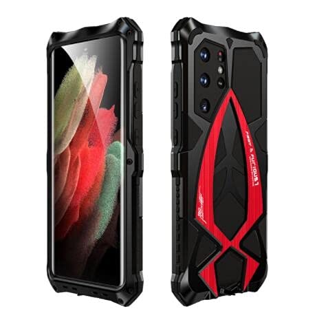 Premium Metal Armor Rooster Phone Case for Samsung Galaxy S21 Ultra - 360° Full-Body Protection, Shockproof & Durable Silicone Cover (Style 2) - Perfect for Travel, Outdoor Adventures & Daily Use