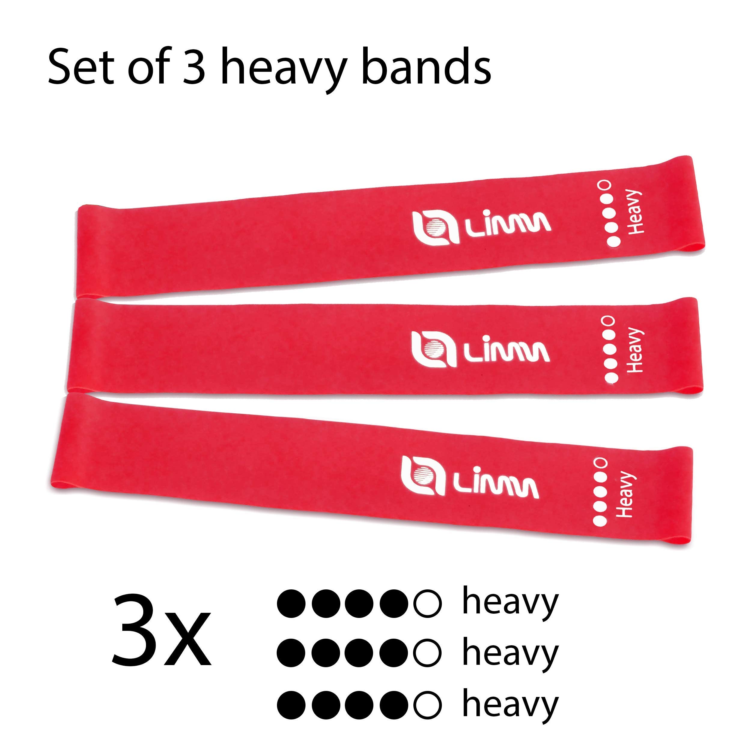 Limm Resistance Bands Set - 3 Heavy Duty Exercise Bands with Red Plastic Jump Rope for Home Workouts, Strength Training, and Fitness | Perfect for Gym, Yoga, and CrossFit Training