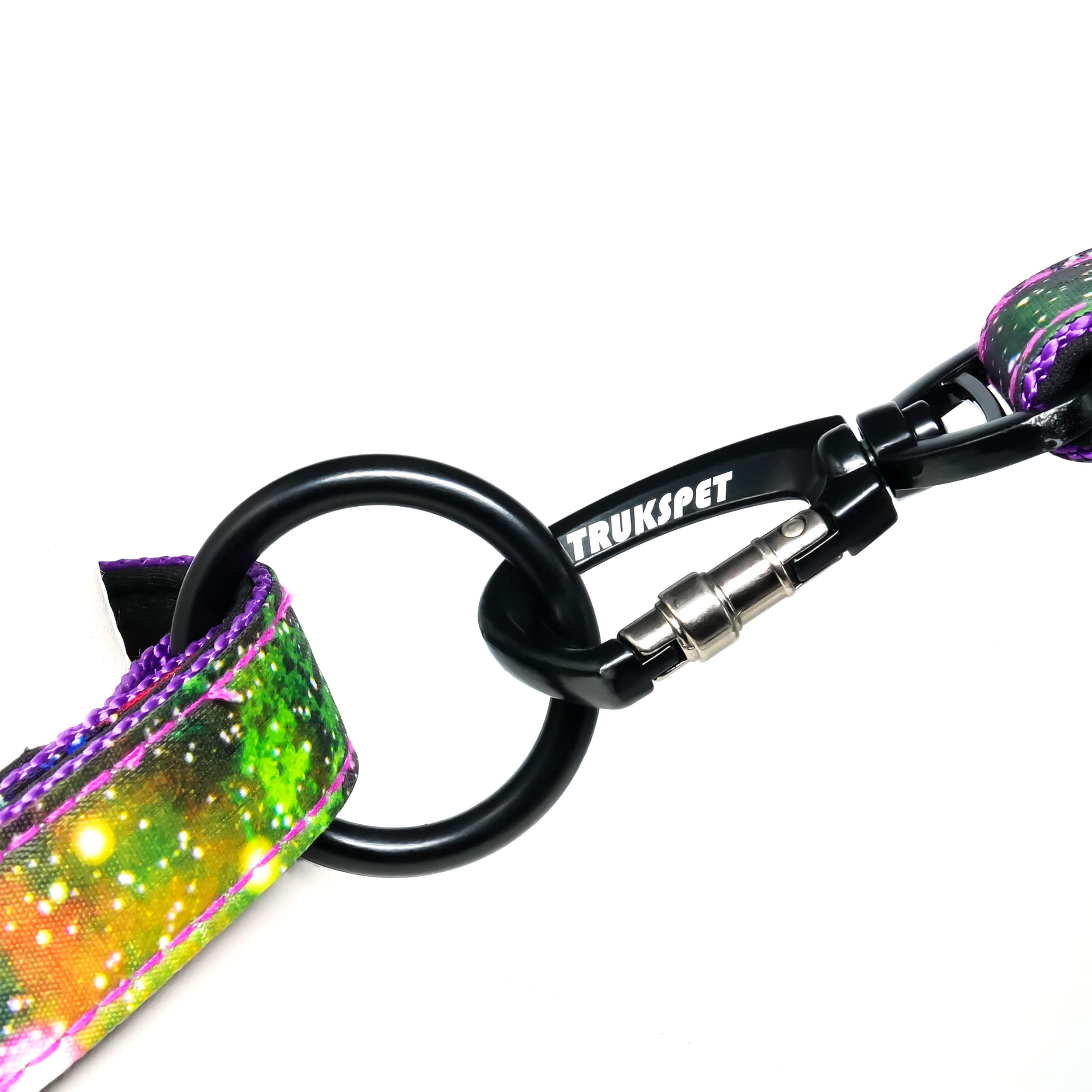 Heavy Duty Bungee Dog Collar and Leash Set - Adjustable 4-6Ft Training Leash with 2 Control Handles for Medium & Large Dogs - Soft Padded for Comfort - Perfect for Daily Walks, Jogging & Outdoor Adventures (Size: L-Galaxy)