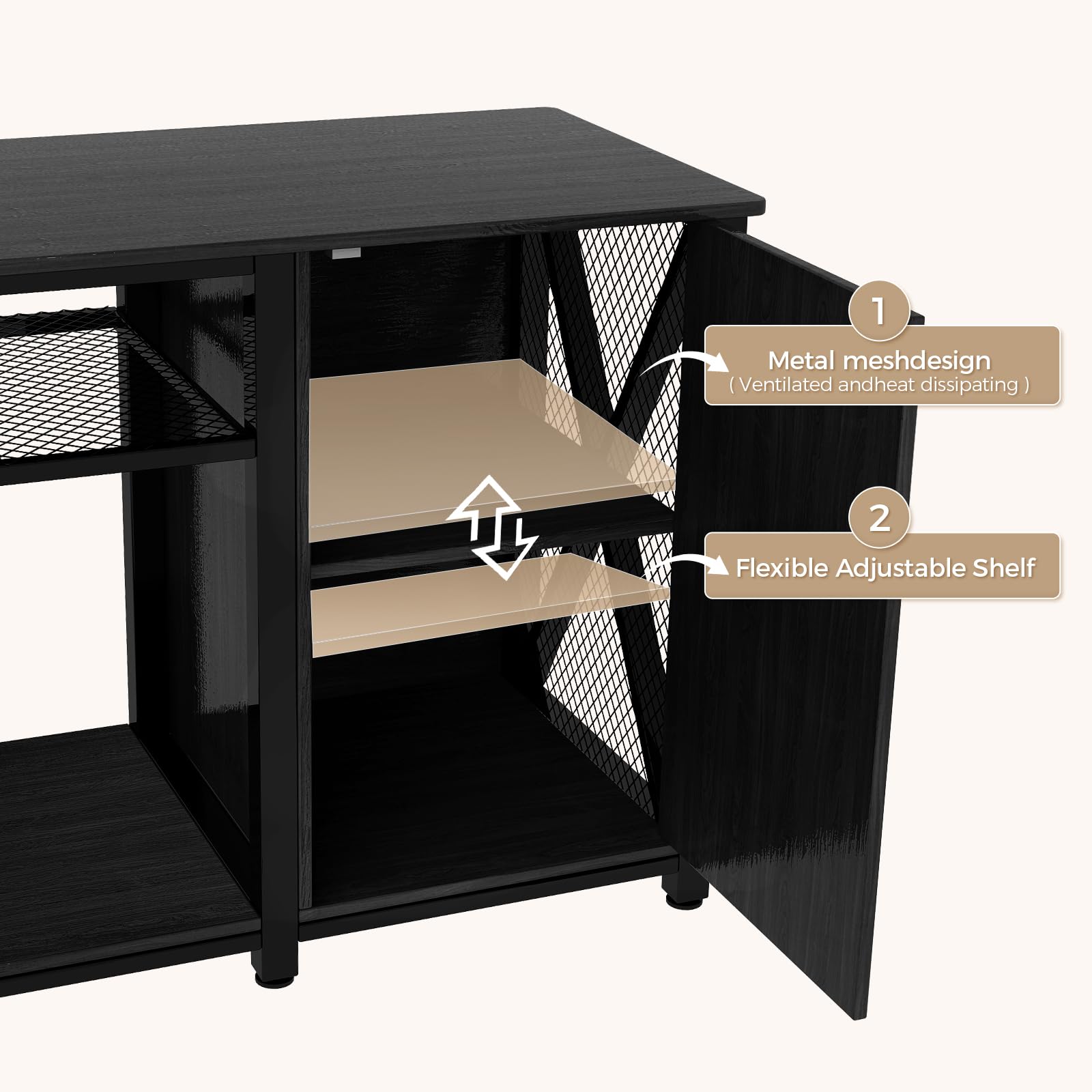 Tatub 55-75 Gallon Heavy Duty Metal Aquarium Stand with Power Outlets & Storage Cabinet - 860LBS Capacity Black Fish Tank Stand for Reptile Terrariums & Turtle Tanks - Perfect for Home, Office or Pet Store Displays
