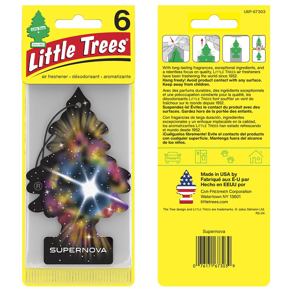 LITTLE TREES Air Fresheners for Car & Home - 24 Pack Long Lasting Hanging Tree Fresheners in Supernova Scent | Perfect for Vehicles, Offices, and Small Spaces