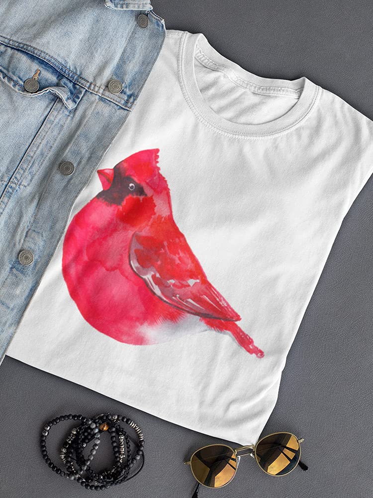 Red Furry Cardinal Bird Graphic T-Shirt for Women - Cute Animal Print Casual Tee for Everyday Wear, Outings & Gifts