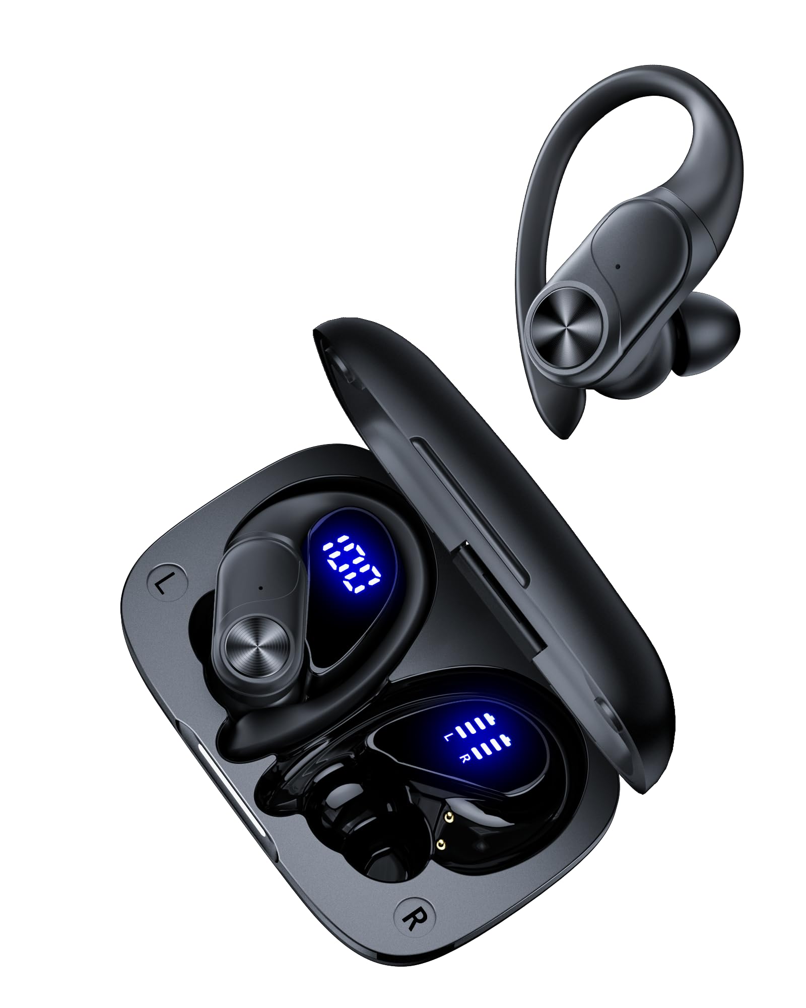 Bluetooth Wireless Headphones 80hrs Playtime with Deep Bass - Sweatproof Sports Earbuds for Gym, Running & Outdoor Activities - Comfortable Over-Ear Design for All-Day Wear - Perfect for Workouts, Commuting & Travel