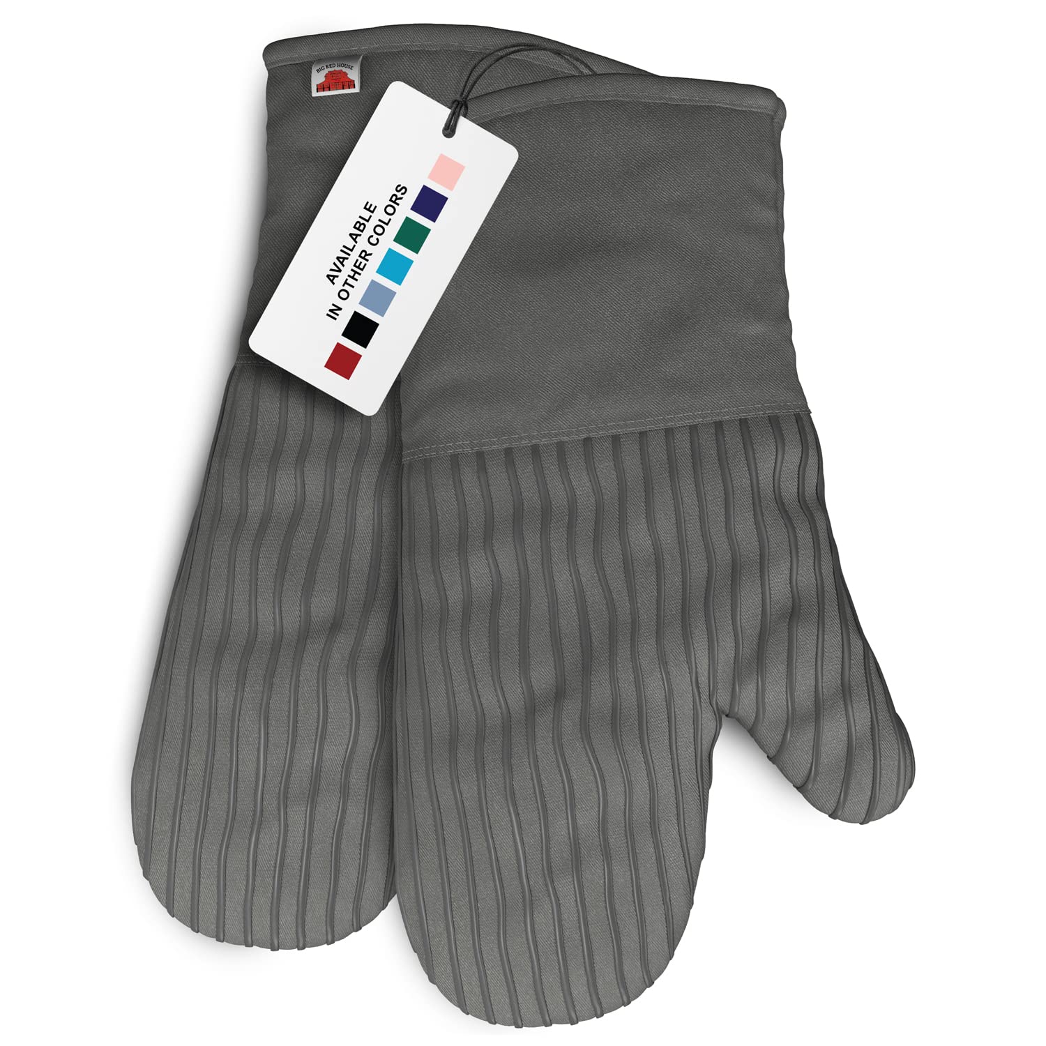 Big Red House - Heat Resistant Silicone Oven Mitts Set of 2 (Grey, 12.5