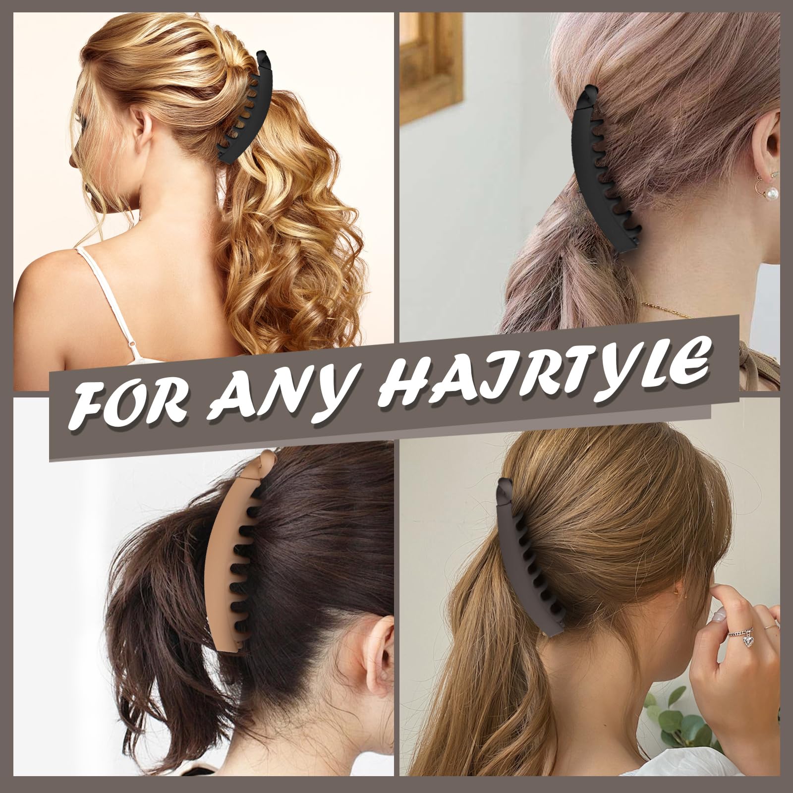 Banana Hair Clips for Women - 4.75 Inch Large Claw Clips for Thick Hair, Cute Hair Accessories (3 Pack) - Perfect for Ponytails, Buns & Everyday Styling