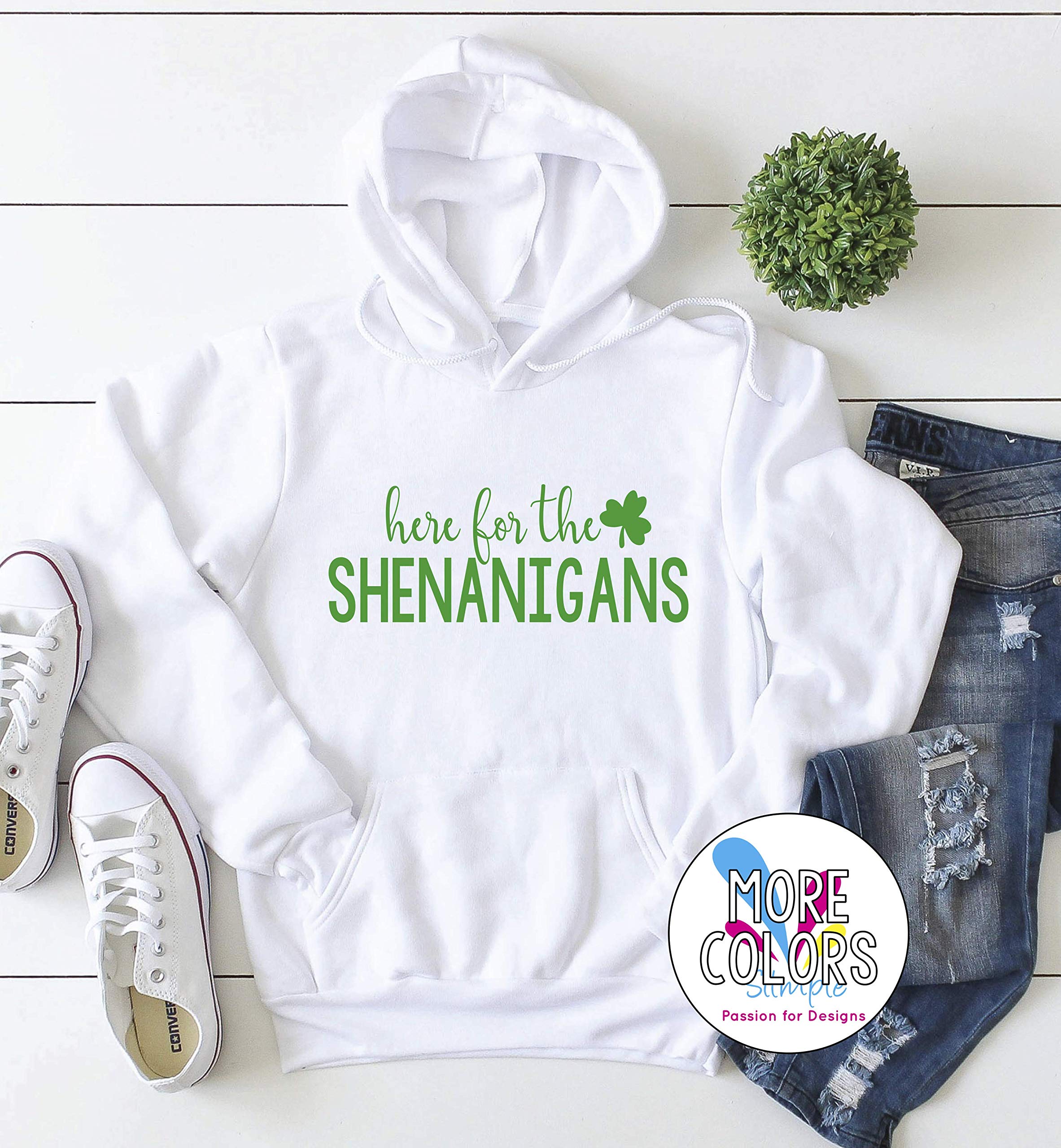 St. Patrick's Day Hoodie - Here for The Shenanigans - Irish Sweatshirt for Men & Women | Perfect for St. Patty's Day Parties & Festive Celebrations