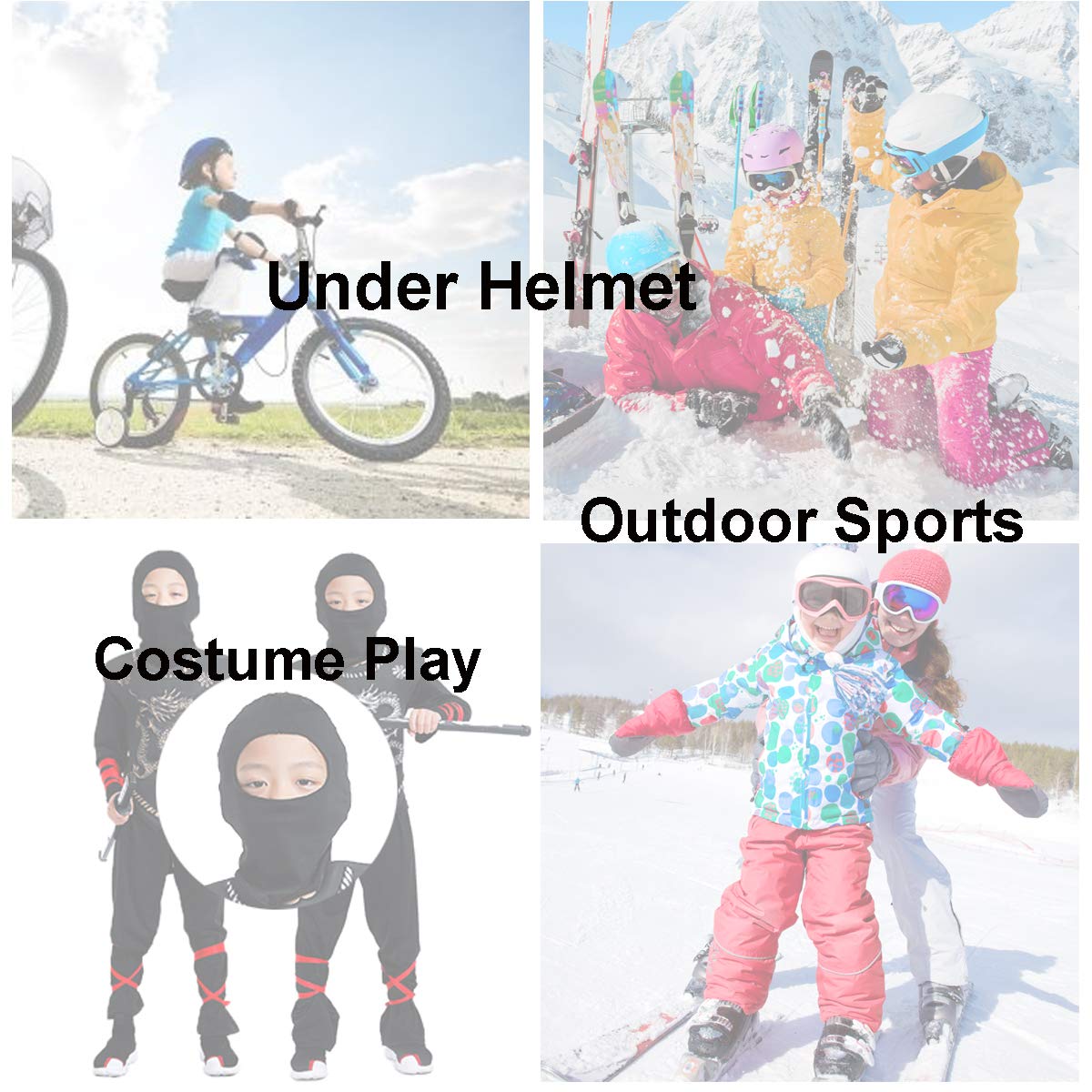 Eskvom Kids Ski Mask Balaclava - Thin Helmet Liner Face & Neck Cover for Boys & Girls (Black) - Perfect for Winter Sports, Snowboarding & Outdoor Activities