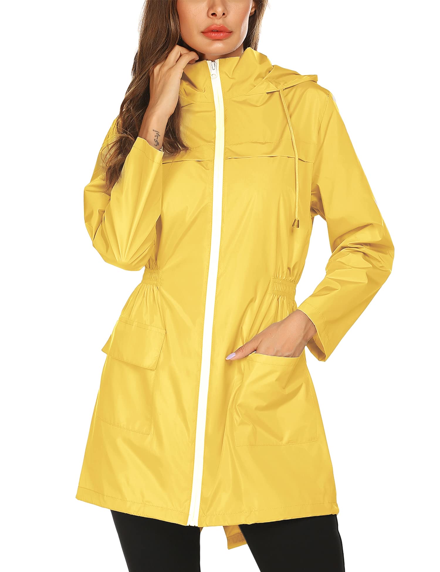 Women's Waterproof Lightweight Packable Hooded Raincoat - Outdoor Hiking, Travel & Everyday Wear