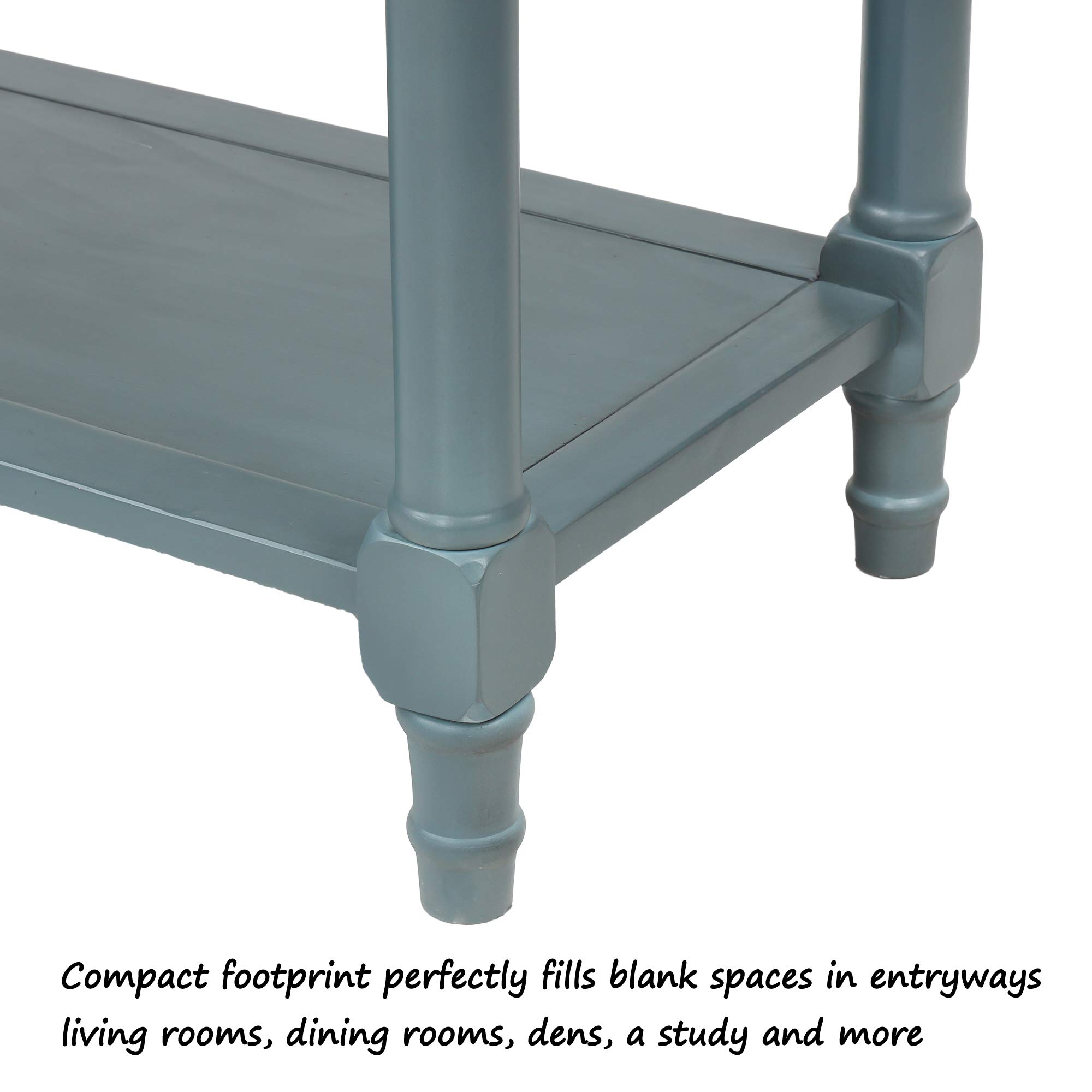 P PURLOVE Wooden Sofa Table with 2 Storage Drawers - Entryway Console Table for Living Room, Hallway & Bedroom - Navy Blue Modern Side Table with Bottom Shelf for Home Decor