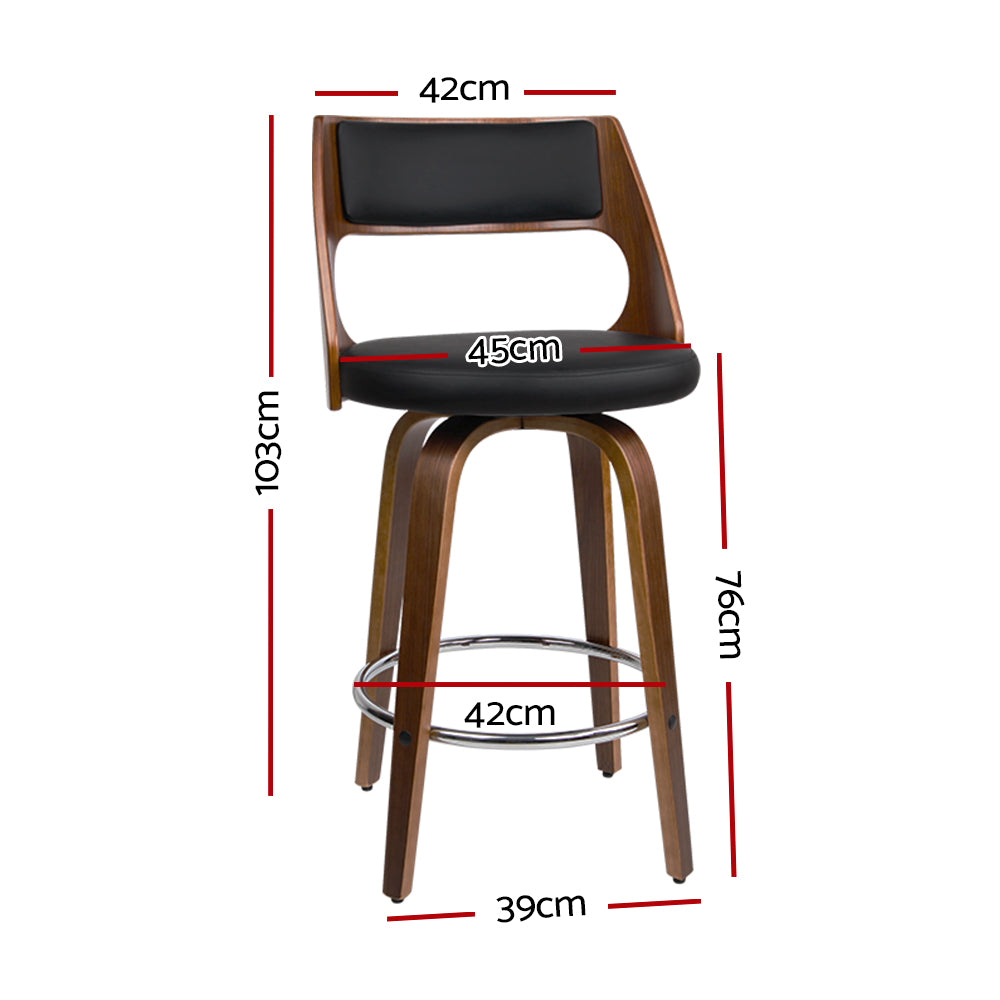 2 Pack Swivel Bar Stools with Leather Upholstery - 30 Inch Height Counter Stools for Kitchen Island, Breakfast Bar & Home Decor