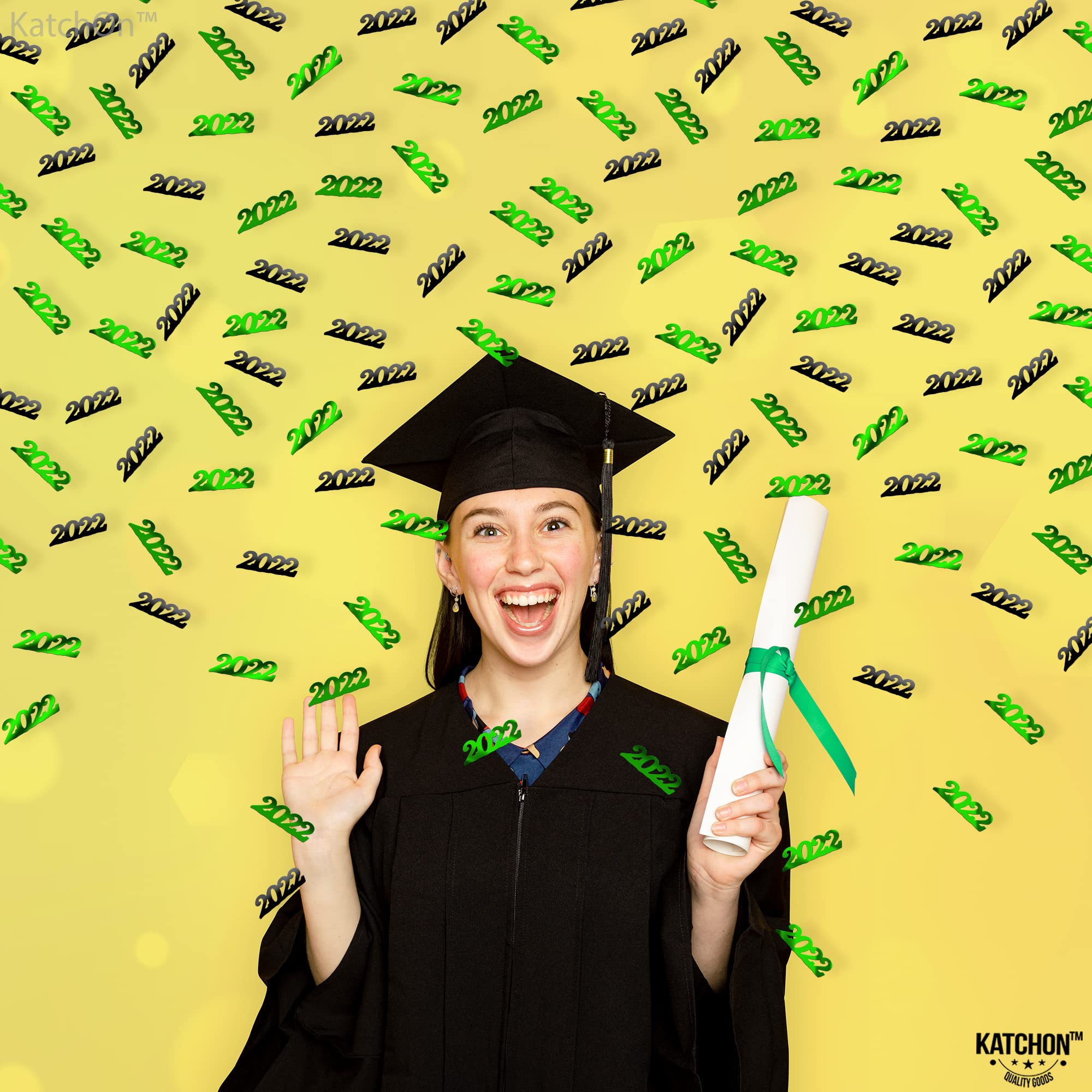 2022 Graduation Confetti - 1000 Pcs Green & Black Graduation Party Decorations for Table, Photo Backdrops & Celebration Scenes | Class of 2022 Graduation Supplies | Eco-Friendly Biodegradable Confetti