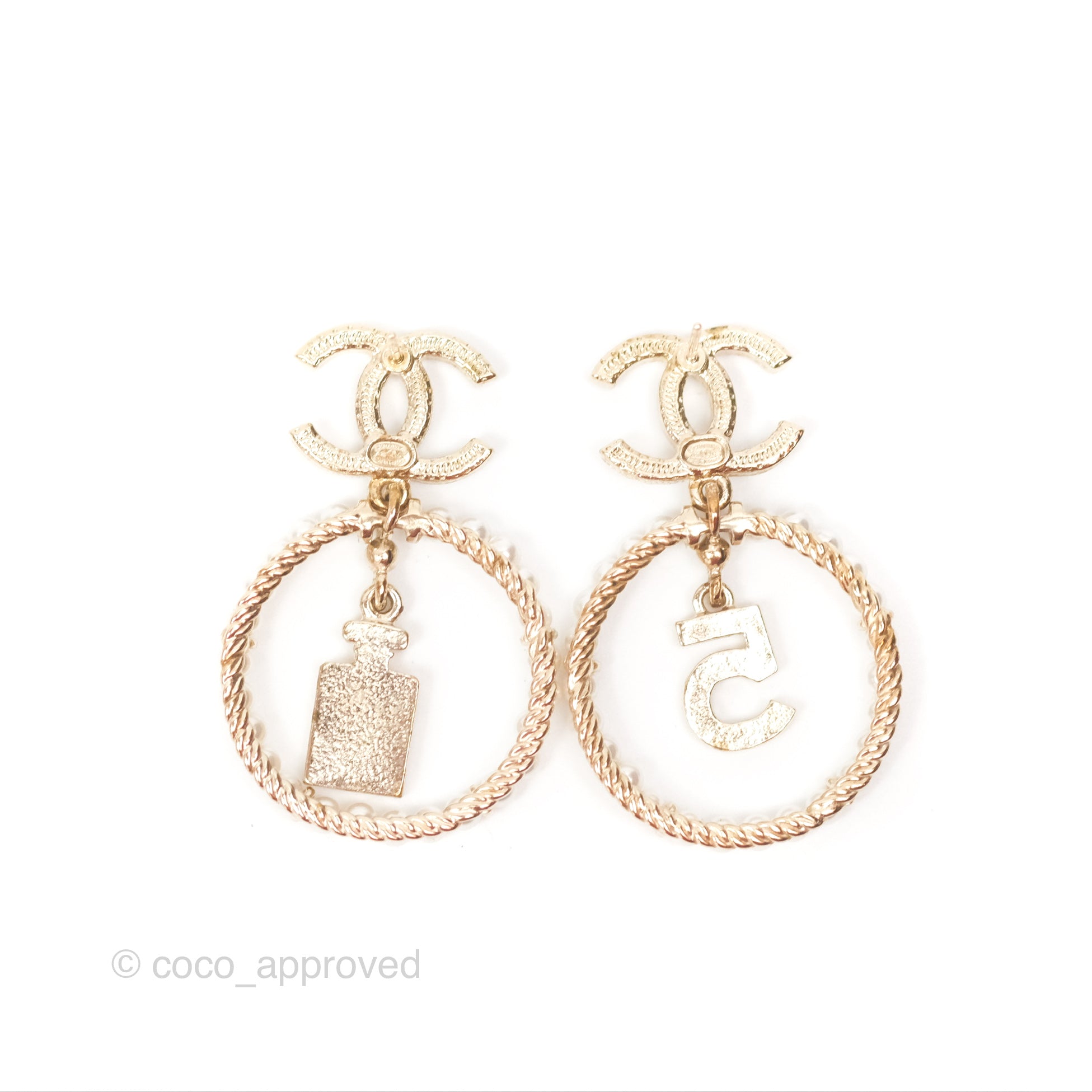 Chanel CC Crystal Pearl Ring & No.5 Drop Earrings 20C - Luxury Fashion Jewelry for Women, Perfect for Parties, Weddings & Special Occasions