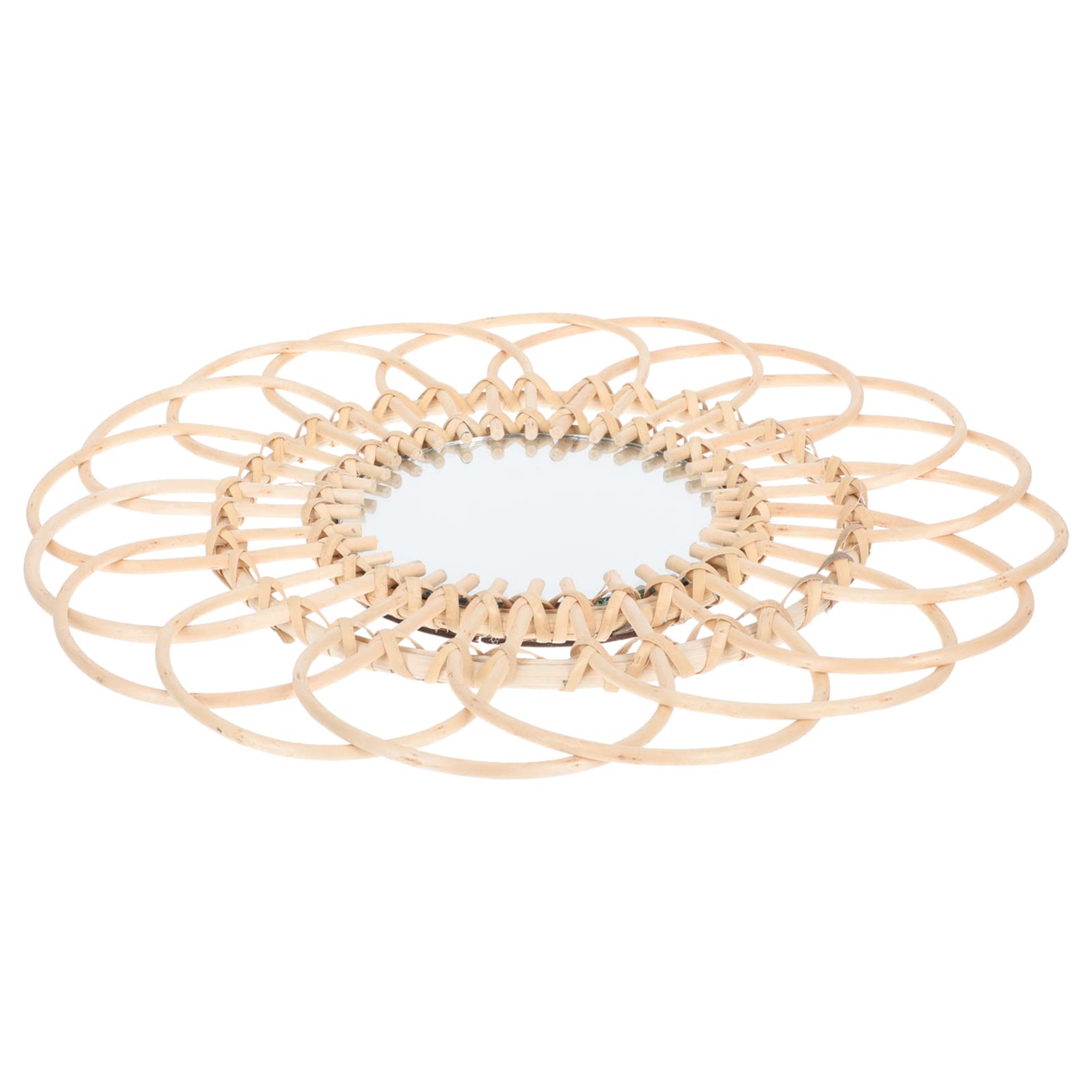 Boho Rattan Wall Mirror - Nordic Wicker Sunflower Circular Hanging Mirror for Makeup & Decor - Perfect for Living Room, Bedroom, Home Office & Hallway Decor
