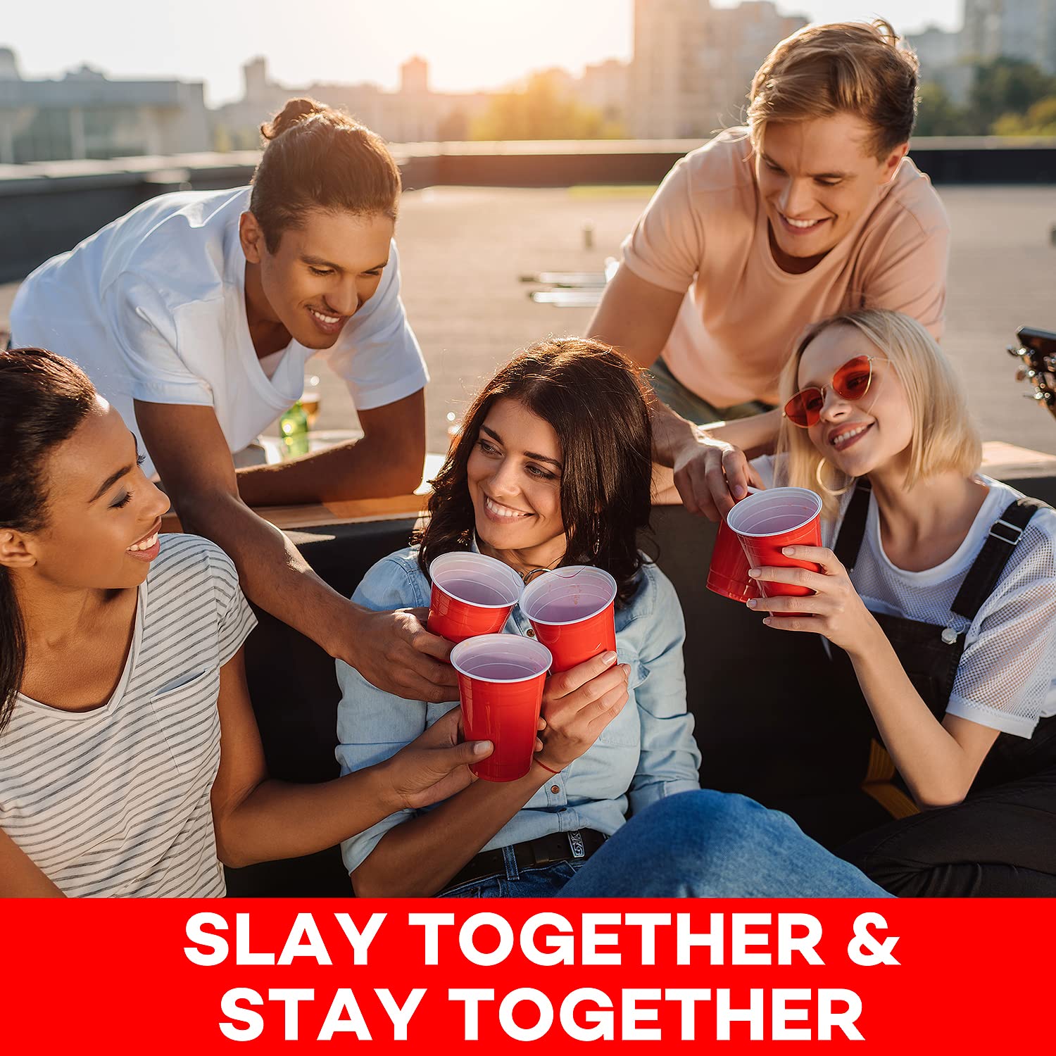 Epished 100-Pack 16 oz Large Red Plastic Cups - Disposable, Recyclable, Odorless & Shatterproof Party Cups for Beer, Cocktails, BBQs, and Outdoor Events - Durable PP Material Drinking Cups for College Parties, Tailgating, and Celebrations