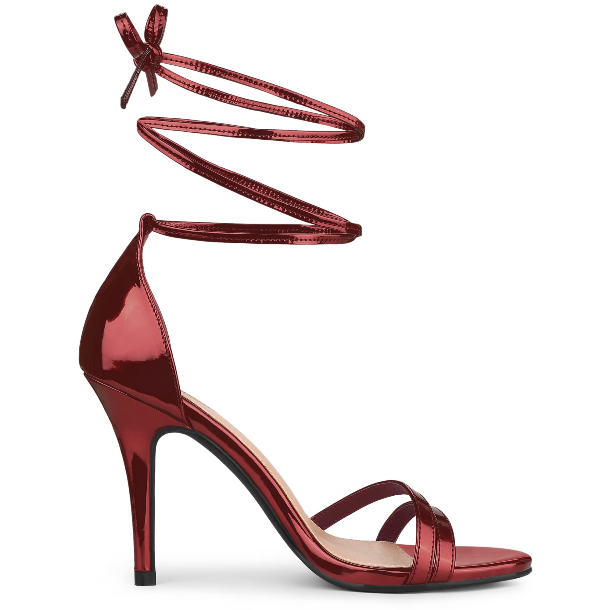 Allegra K Women's Open Toe Lace Up Stiletto Heel Sandals - Sexy High Heels for Party, Wedding & Evening Dress