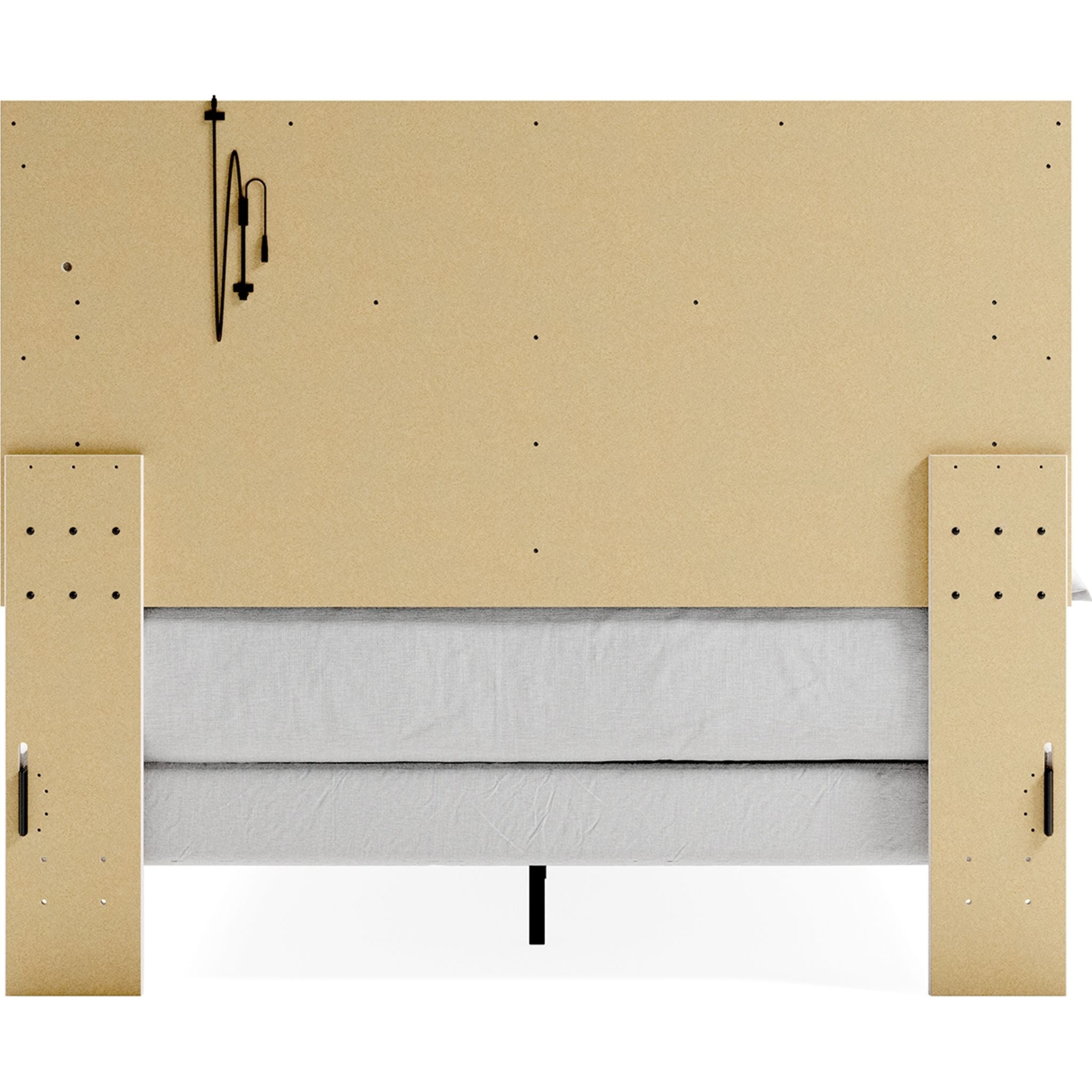 Altyra White Panel Bed Frame - Queen Size, Modern Platform Bed with Upholstered Headboard for Bedroom Decor