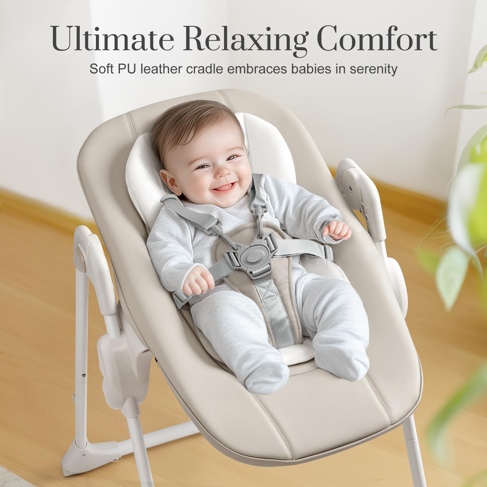 3-in-1 Convertible Baby High Chair with 6 Height & 3 Recline Adjustments - Foldable Toddler Feeding Chair with Removable Tray, 3 Detachable Toys & Built-in Wheels - Perfect for Dining, Weaning & Playtime (Taupe)