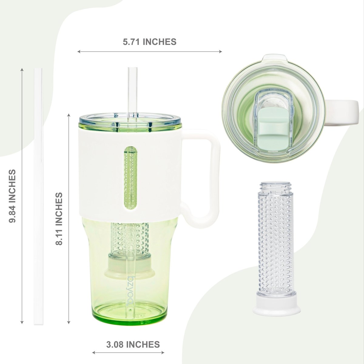 35oz Clear Insulated Stainless Steel Tumbler with Straw - Sage Green | Leakproof Travel Mug for Coffee, Tea & Infused Water | Perfect for Gym, Office & Outdoor Activities
