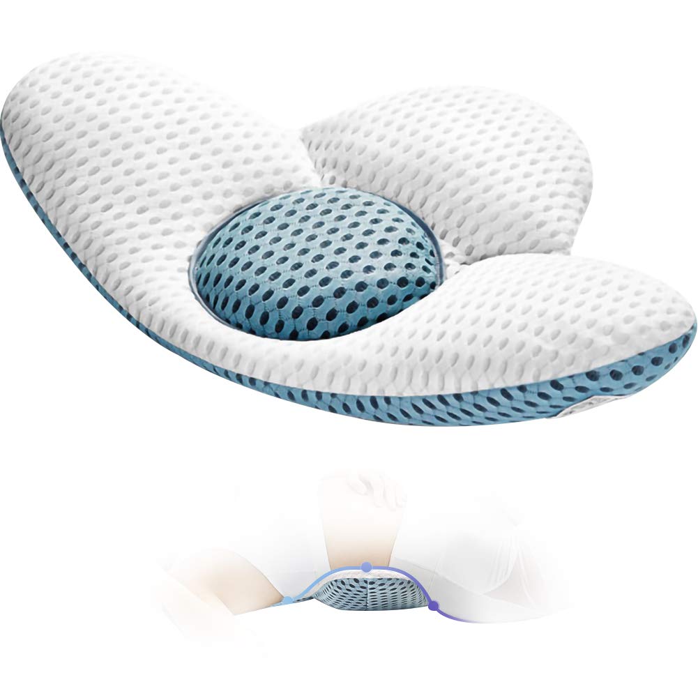 3D Lumbar Support Pillow - Adjustable Height Back Pain Relief Cushion for Bed, Office Chair & Car Seat - Orthopedic Comfort for Sleeping, Working & Traveling