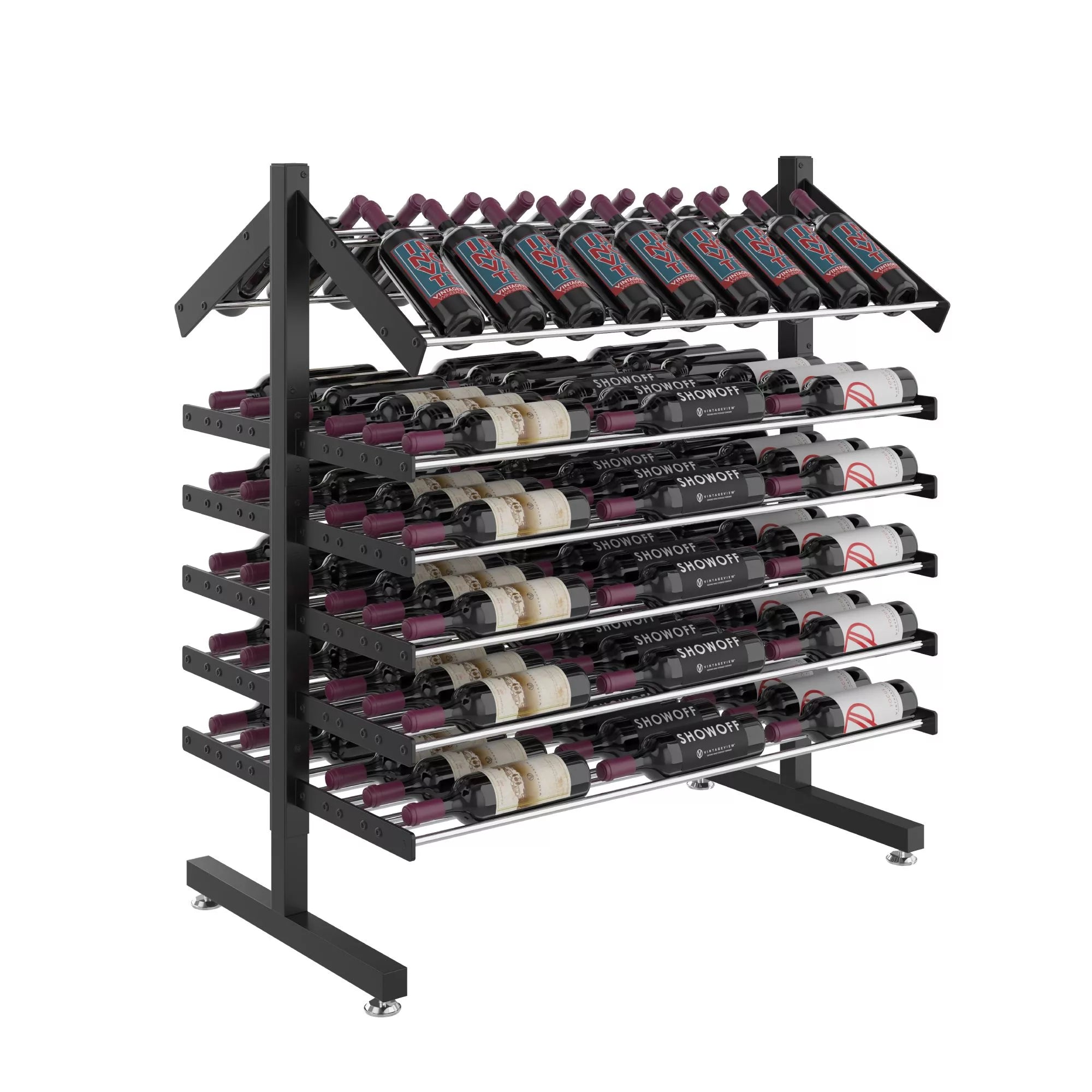 Evolution 108 Bottle Wine Display Rack - Premium Wine Storage & Presentation Island for Restaurants, Bars, and Home Cellars
