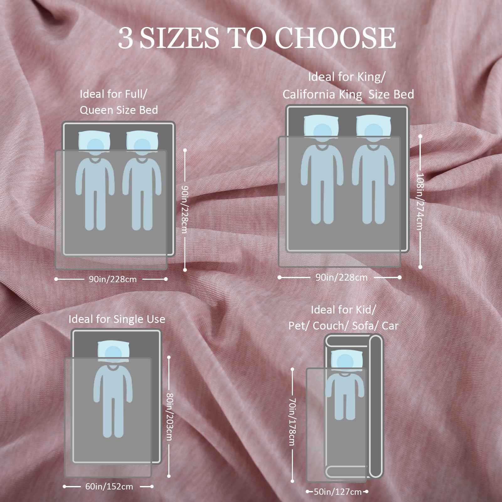 CHOSHOME Cooling Blanket for Hot Sleepers - Lightweight Summer Cooling Blanket for Night Sweats & Hot Flashes - Soft Thin Throw Blanket for Bed - Pink - Perfect for Hot Summer Nights, Night Sweat Relief & Comfortable Sleep