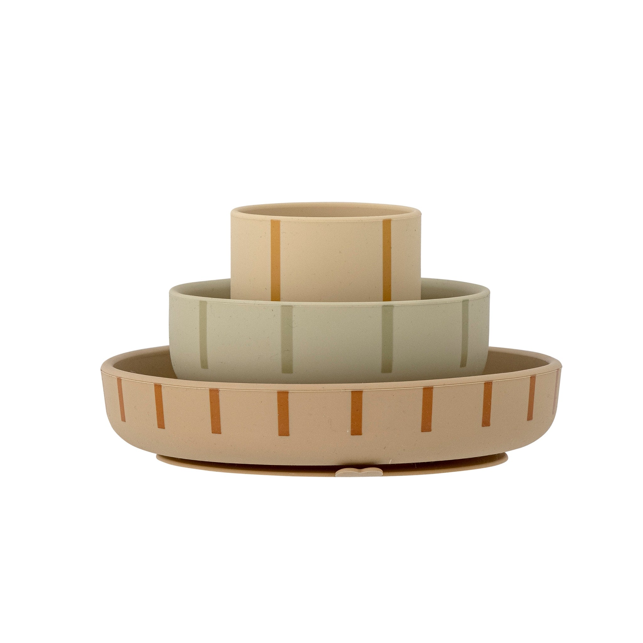 Bloomingville Levi Silicone Kids Tableware Set - BPA-Free, Non-Slip, Dishwasher Safe Toddler Plates & Bowls in Mixed Green | Perfect for Home, Daycare & Outdoor Picnics