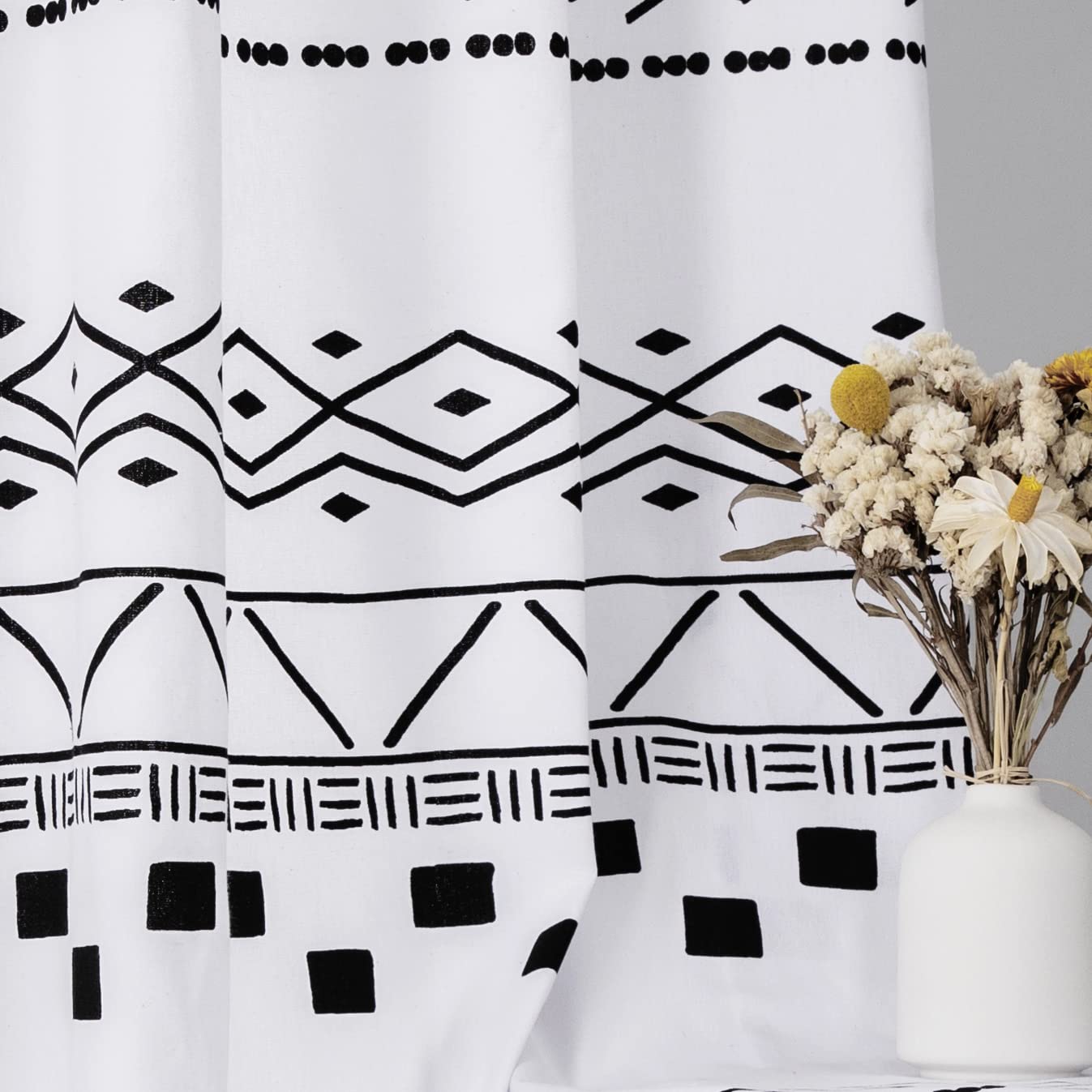 Cute Blackout Curtains for Girls Bedroom - 84 Inch Hygge Aesthetic Semi Blackout Window Drapes, Scandinavian Modern Black & White Decor for Living Room & Teen Room - Perfect for Cozy & Stylish Home Decor