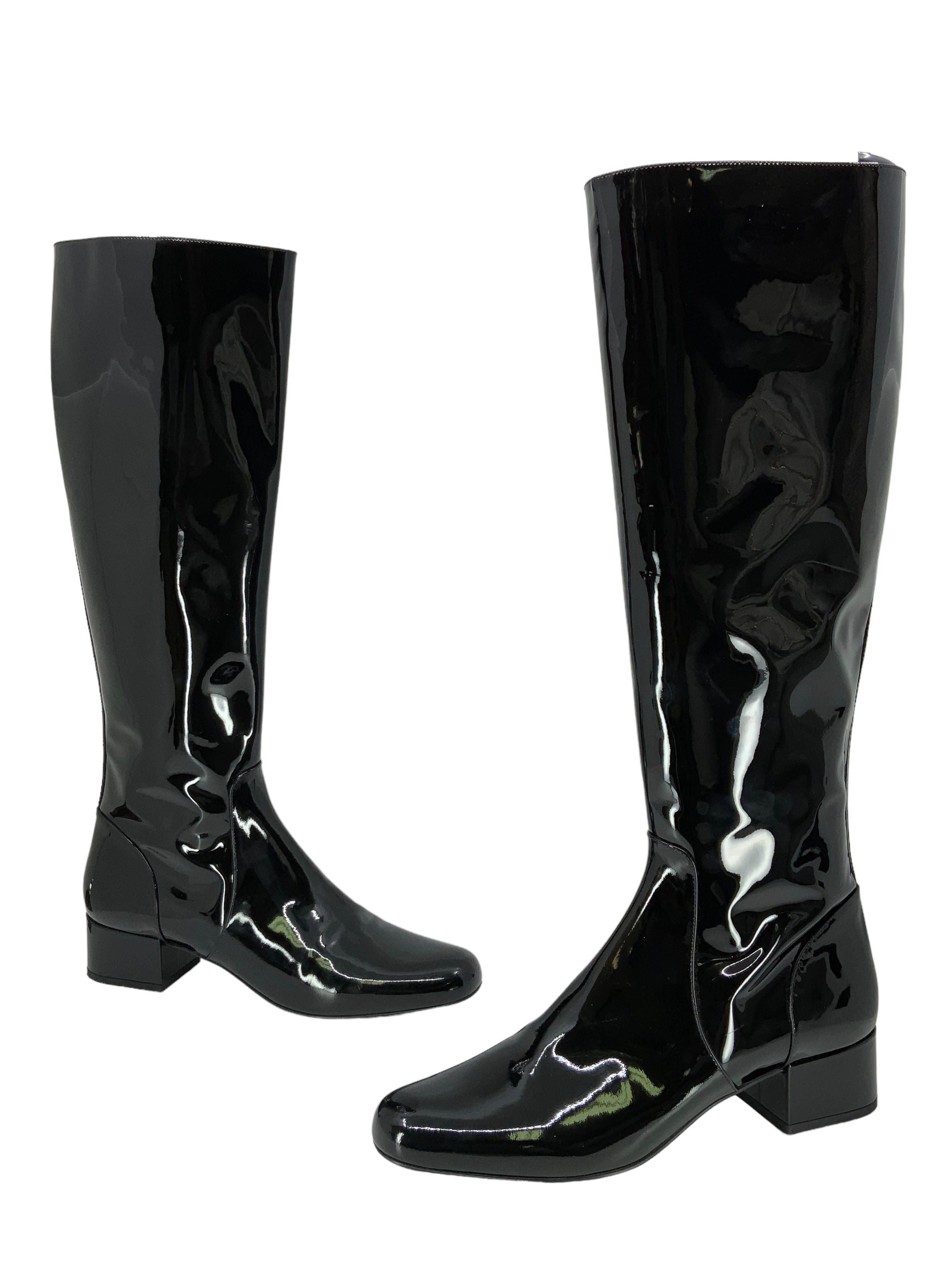 Saint Laurent Patent Leather Mid Calf Boots Women's Size 9 - Chic Pointed Toe Ankle Booties for Night Out & Office Wear