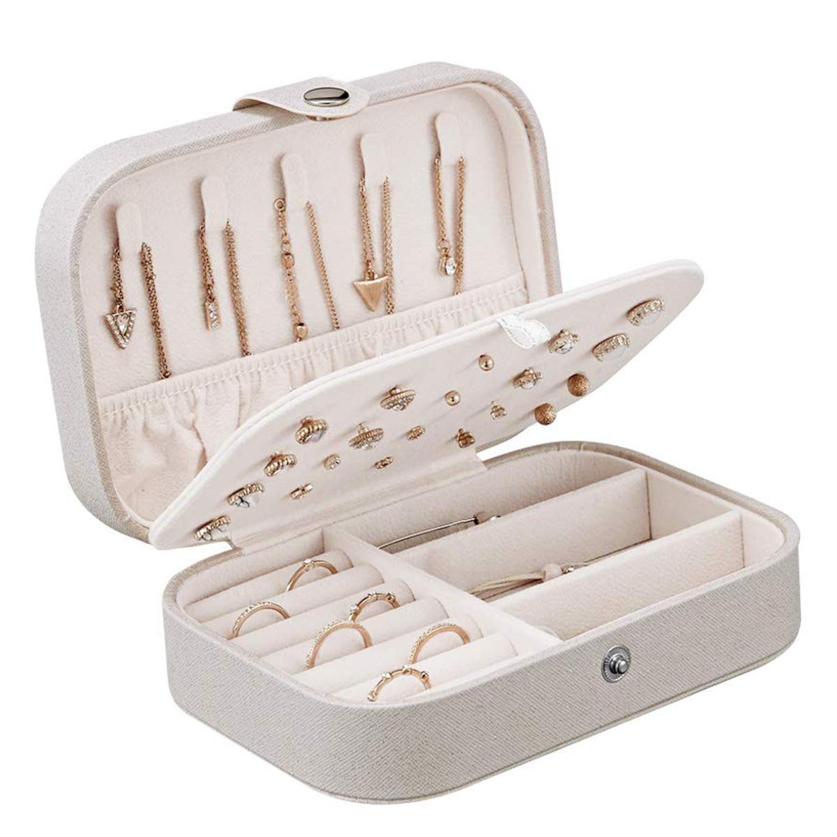 Premium Dual-Layer Jewelry Organizer Box - PU Leather Travel Jewelry Case for Earrings, Rings, Necklaces & Accessories | Perfect for Travel, Home Storage & Gift Giving