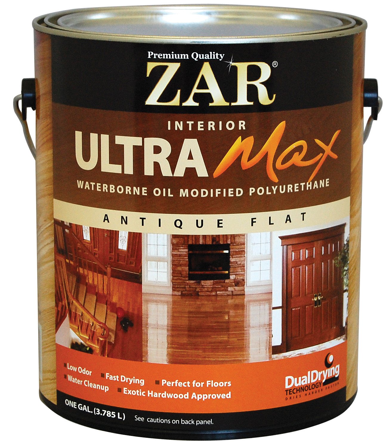 Zar 36413 1 Gallon Antique Flat Waterborne Oil Modified Polyurethane Wood Finish - Ideal for Furniture, Cabinets & Woodworking Projects
